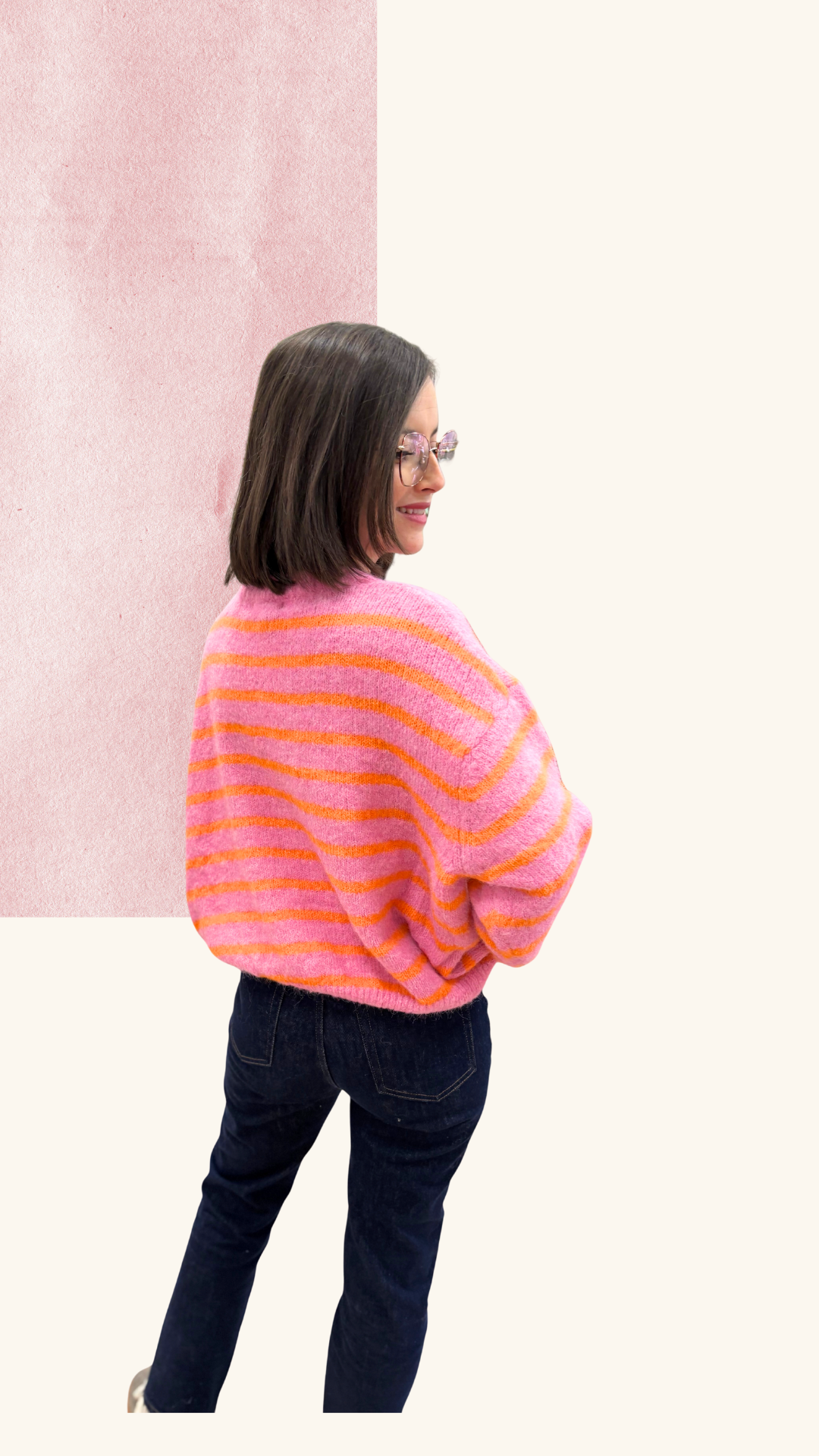 Pull Eugénie orange / rose