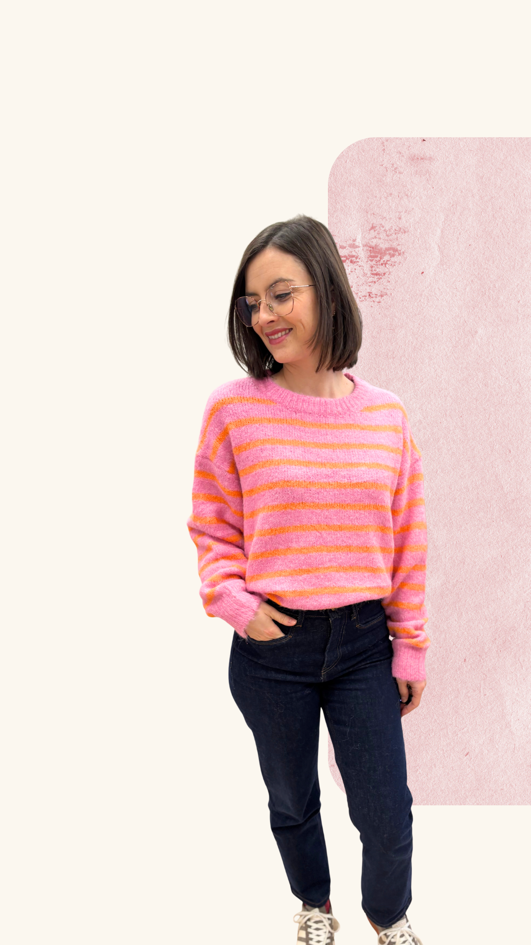 Pull Eugénie orange / rose