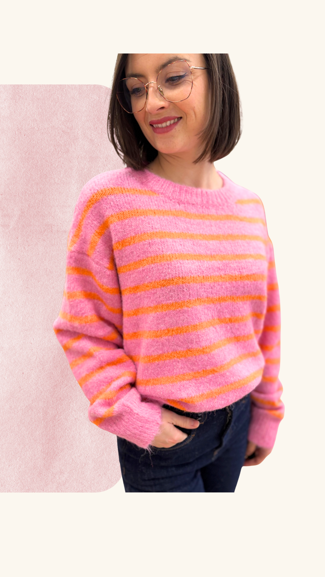Pull Eugénie orange / rose