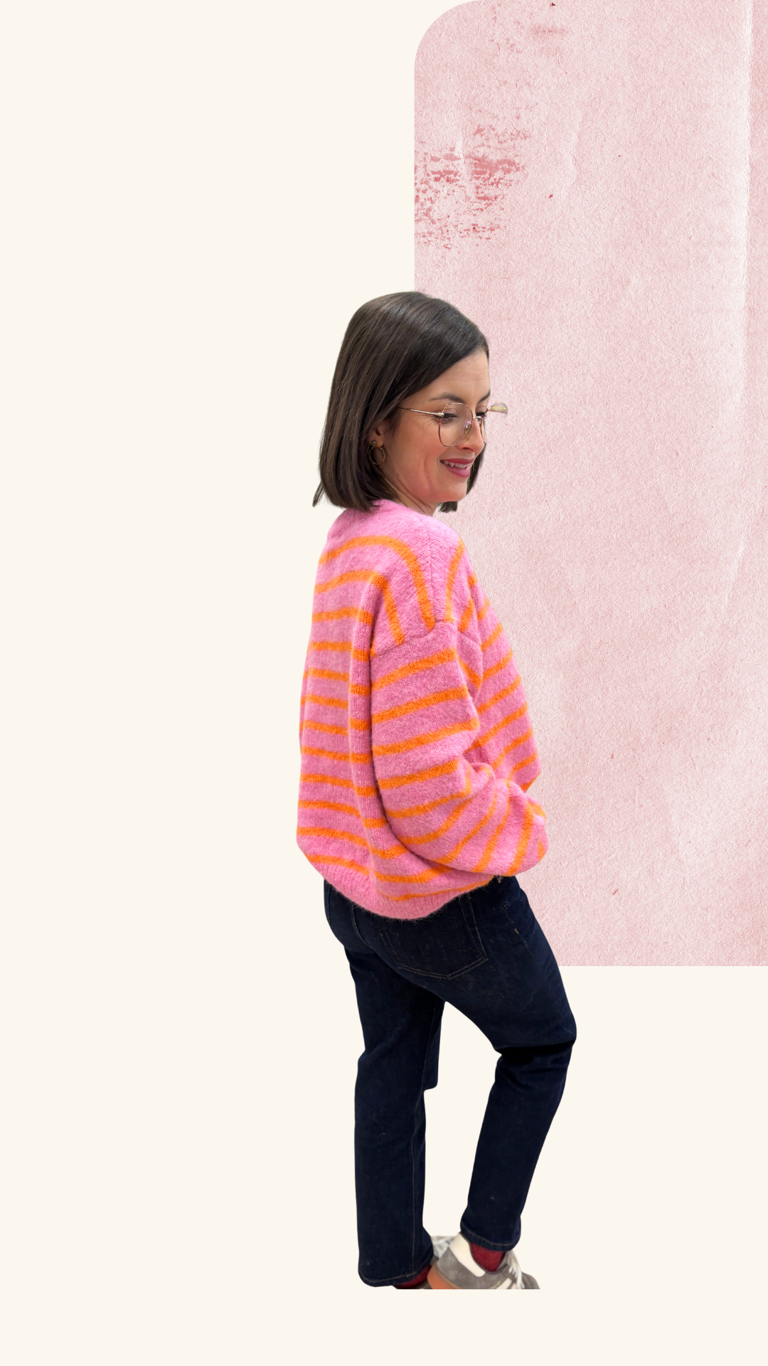 Pull Eugénie orange / rose