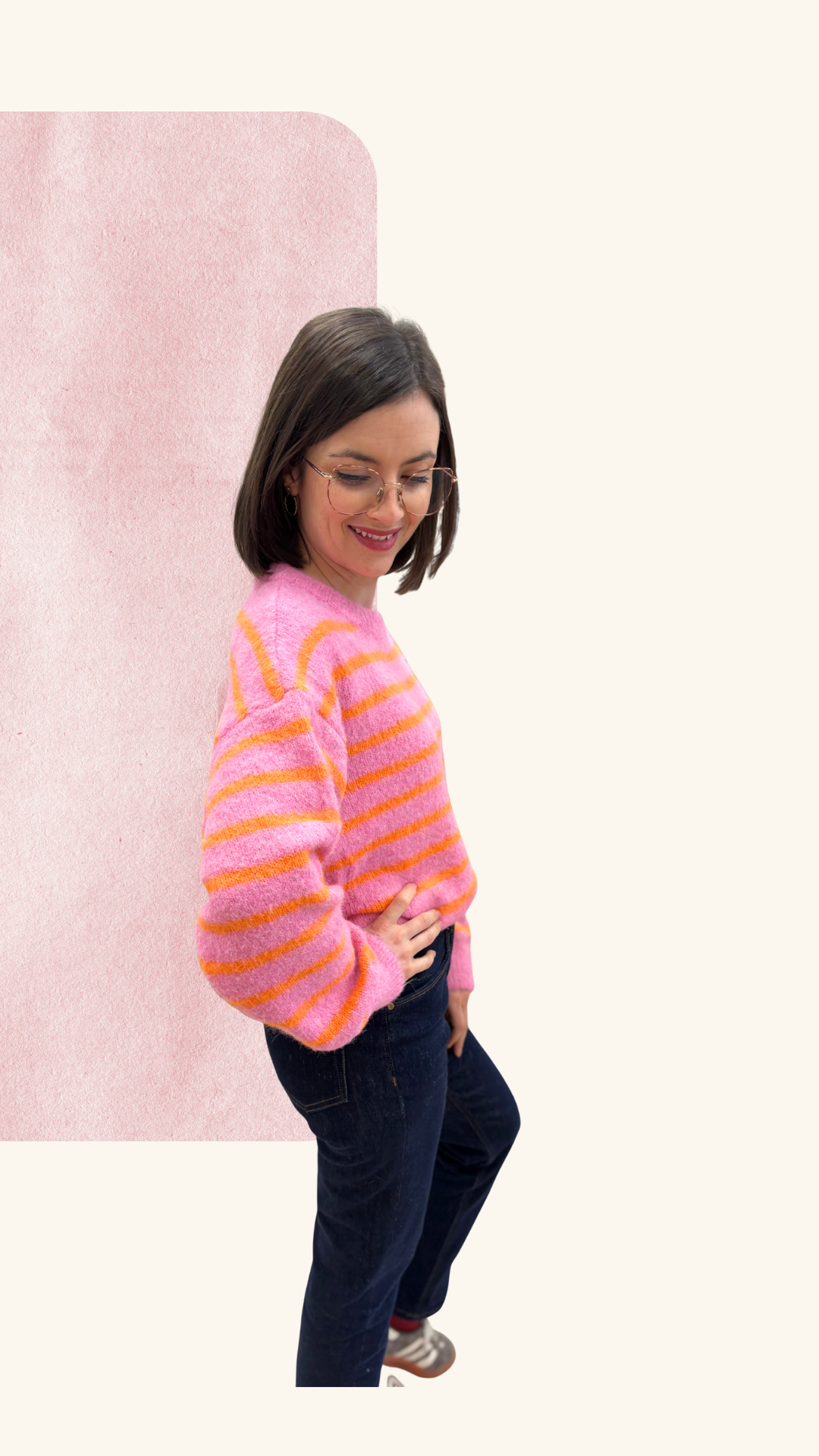 Pull Eugénie orange / rose