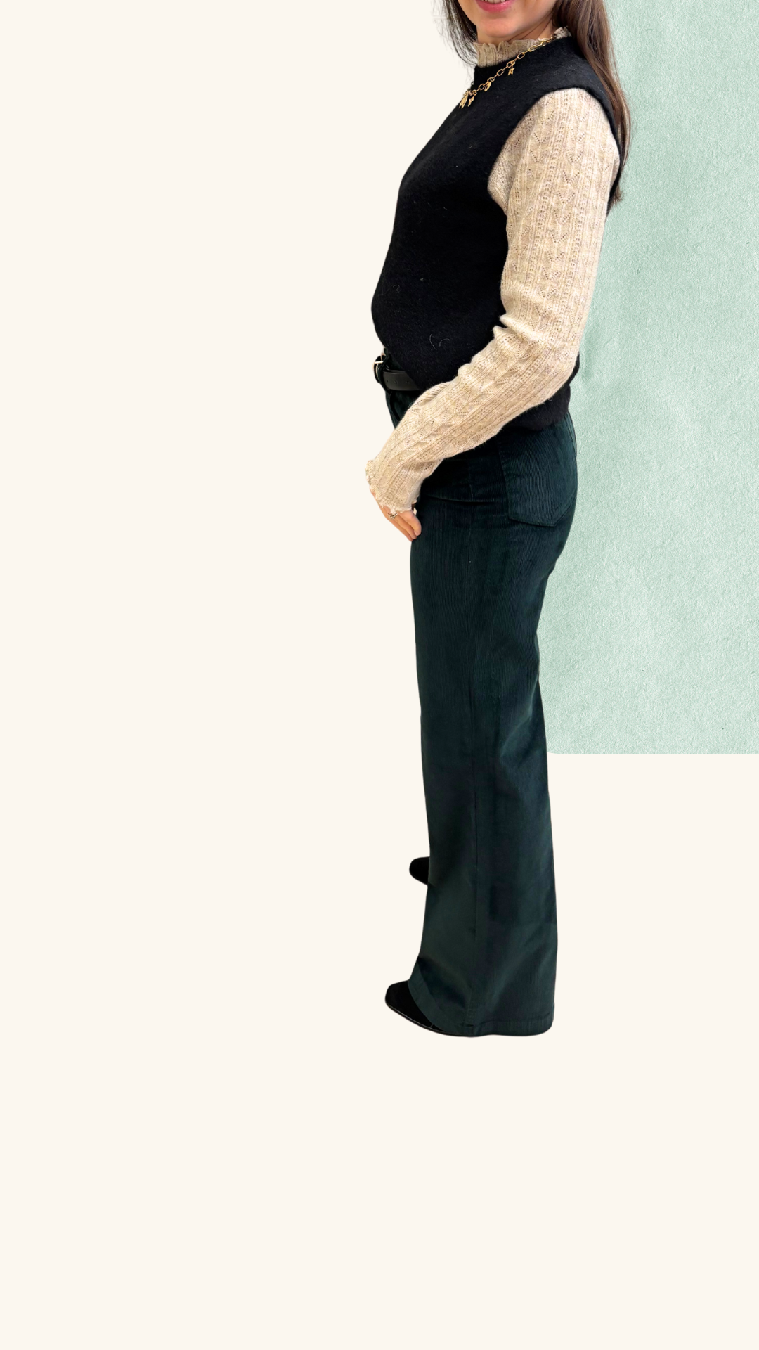 Pantalon velours Avril vert sapin