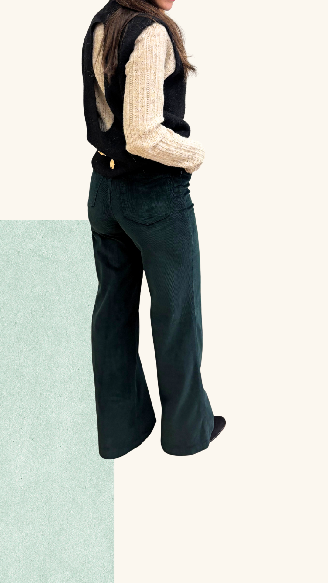 Pantalon velours Avril vert sapin