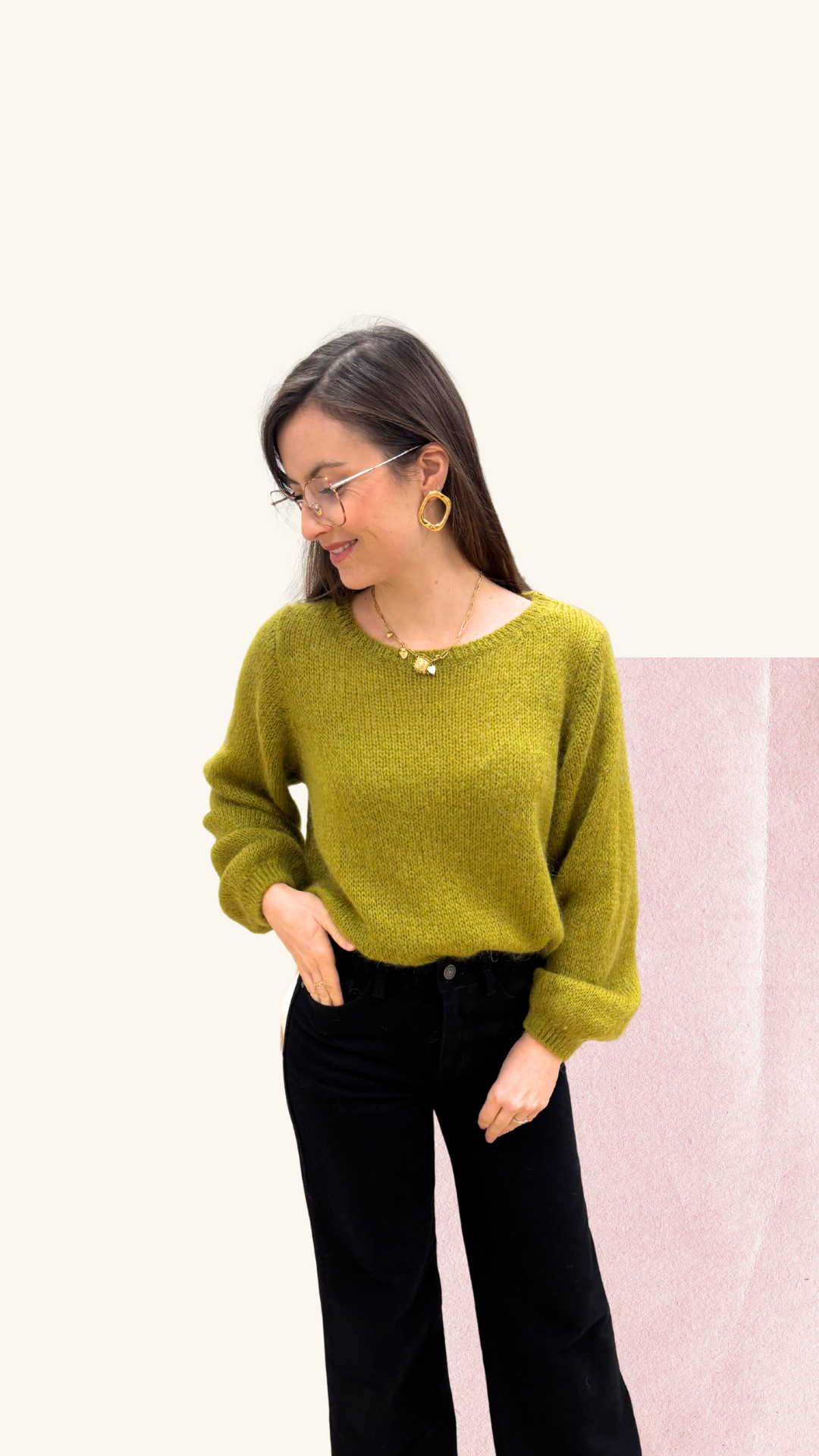 Maille Maeva olive Mohair