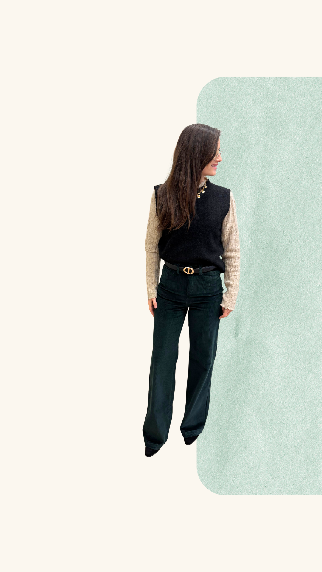 Pantalon velours Avril vert sapin