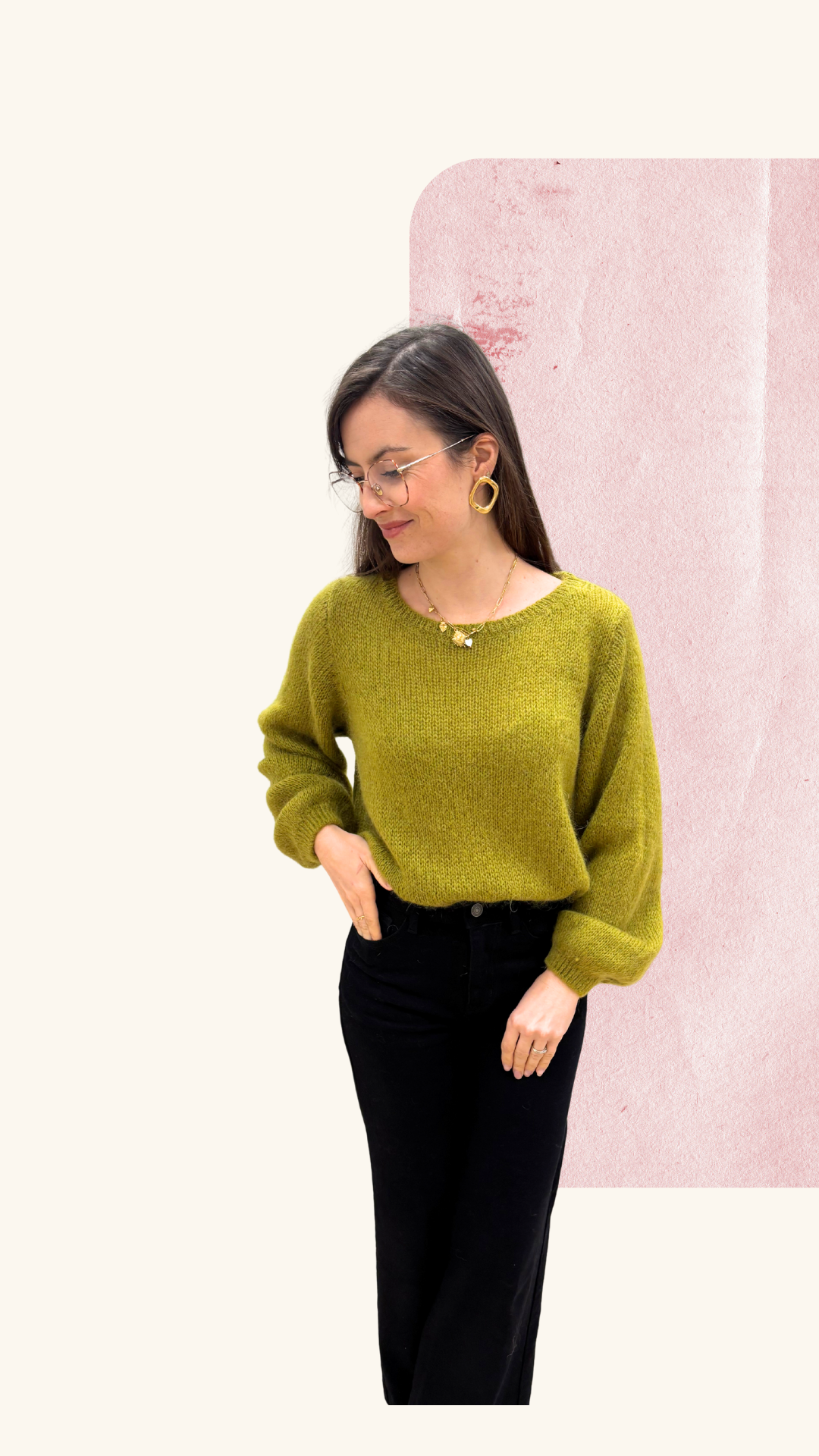 Maille Maeva olive Mohair