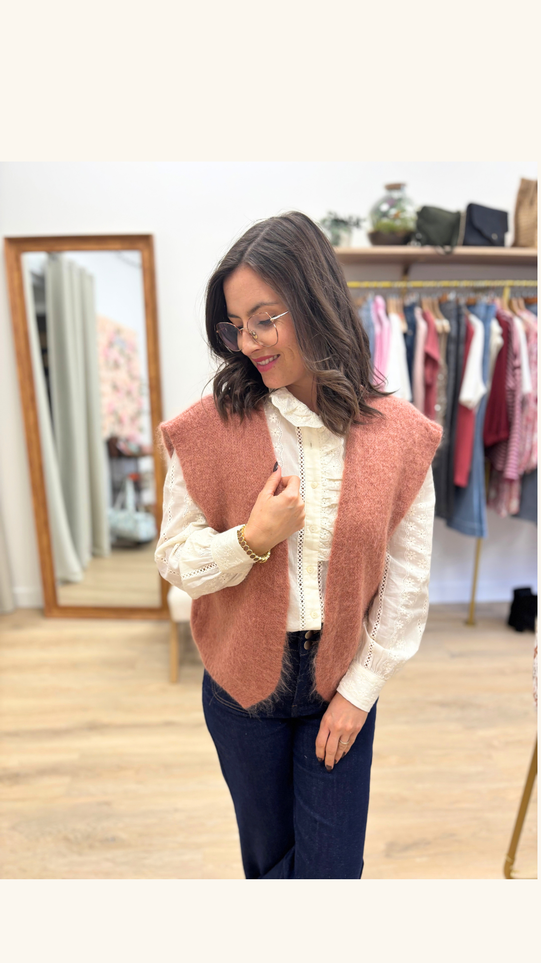 Gilet Carine rose