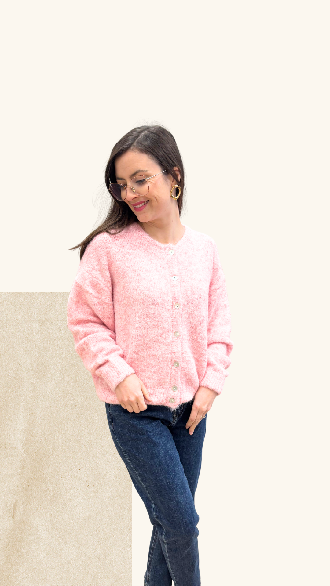 Gilet Thelma rose pâle