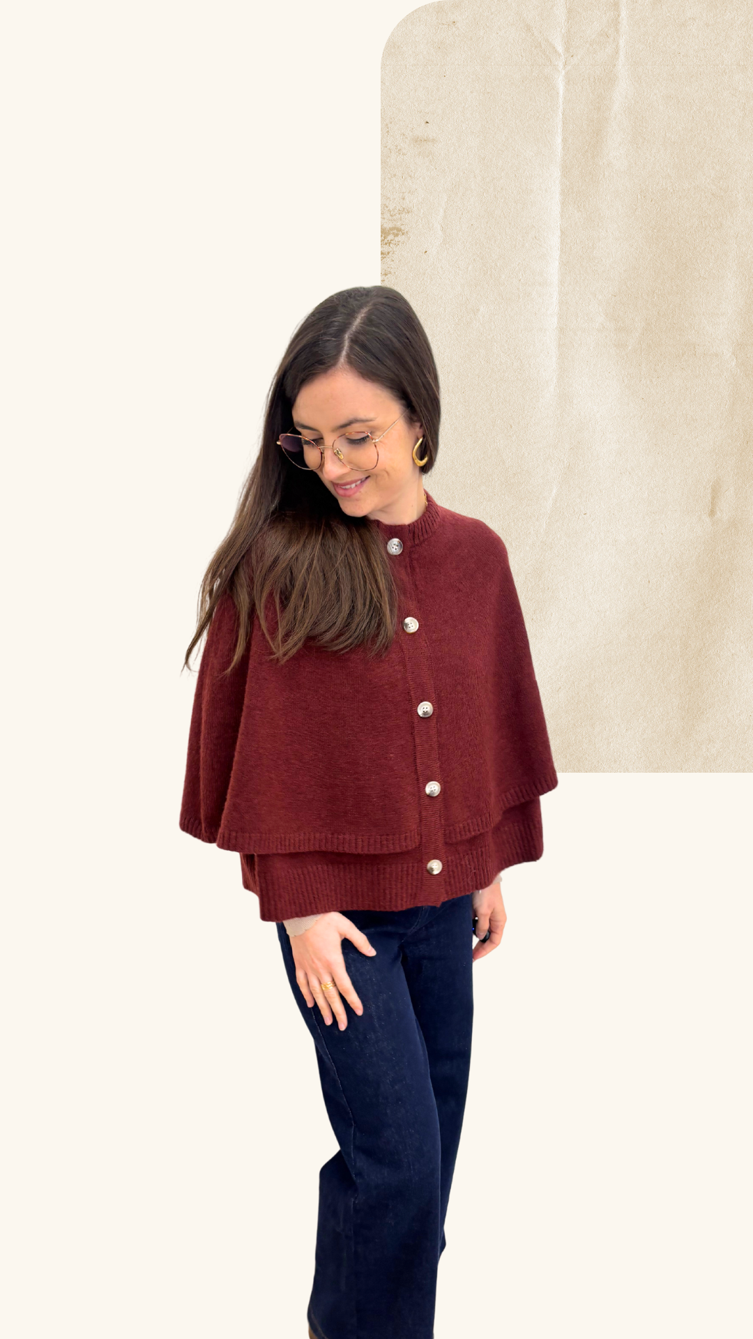 Cape Léonie bordeaux laine