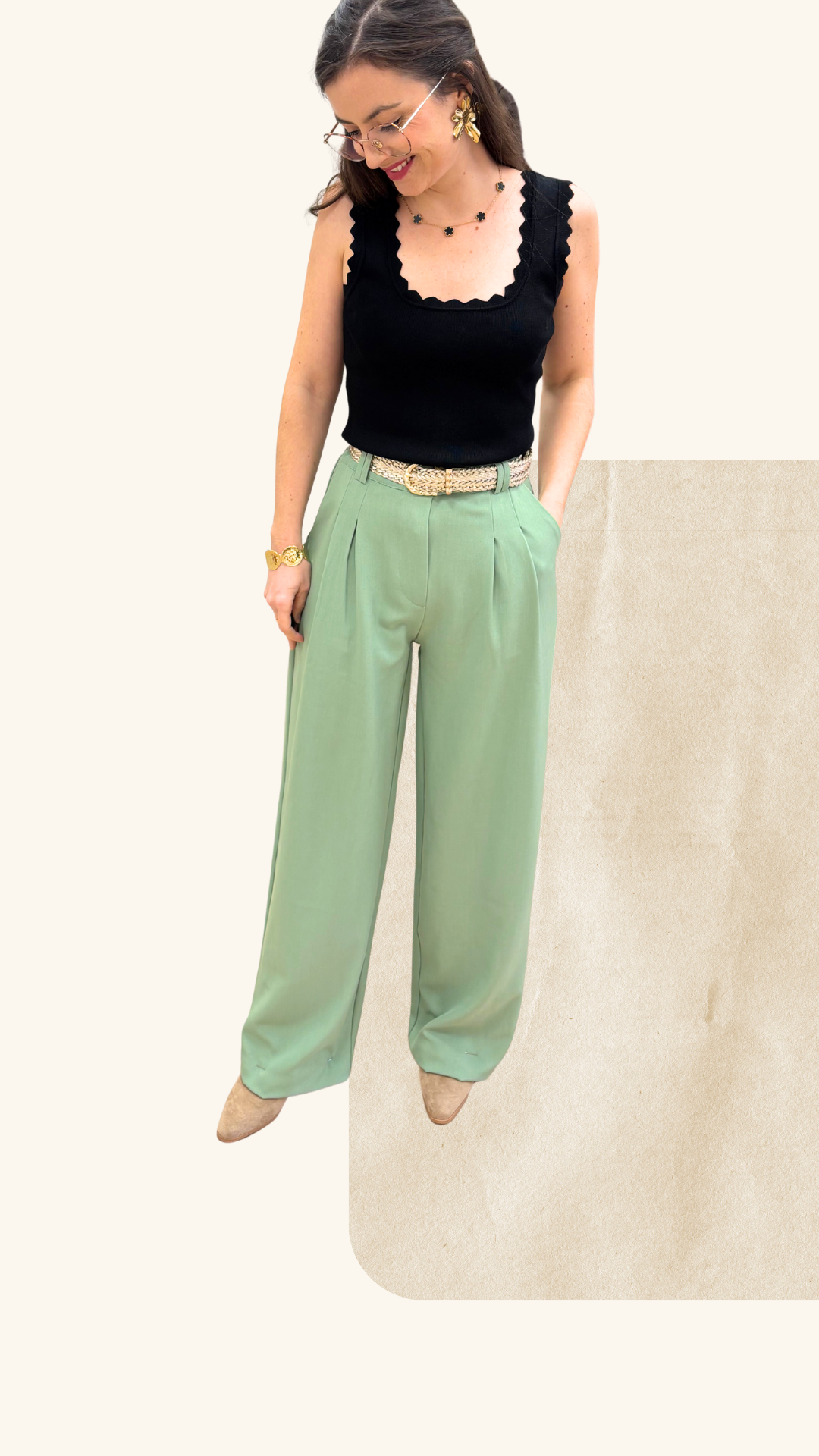 Pantalon tailleur Noah vert