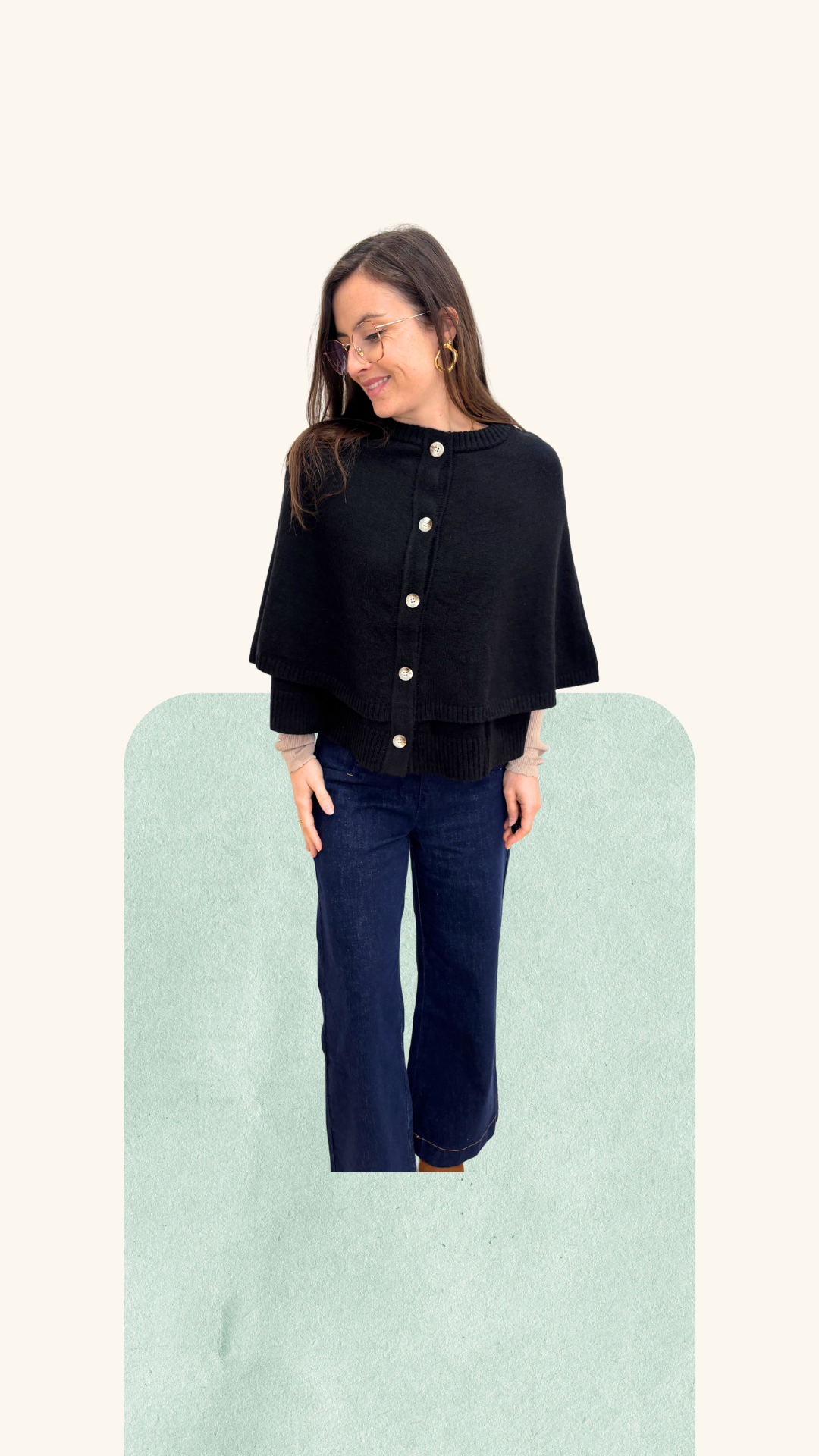 Cape Léonie noire laine