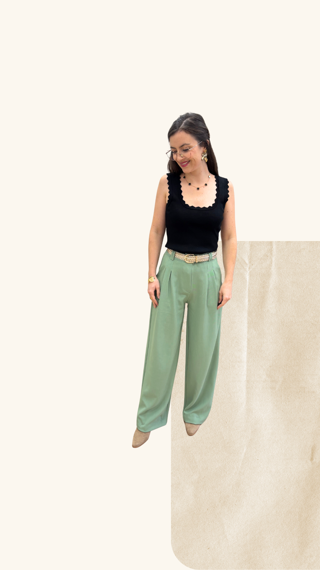 Pantalon tailleur Noah vert