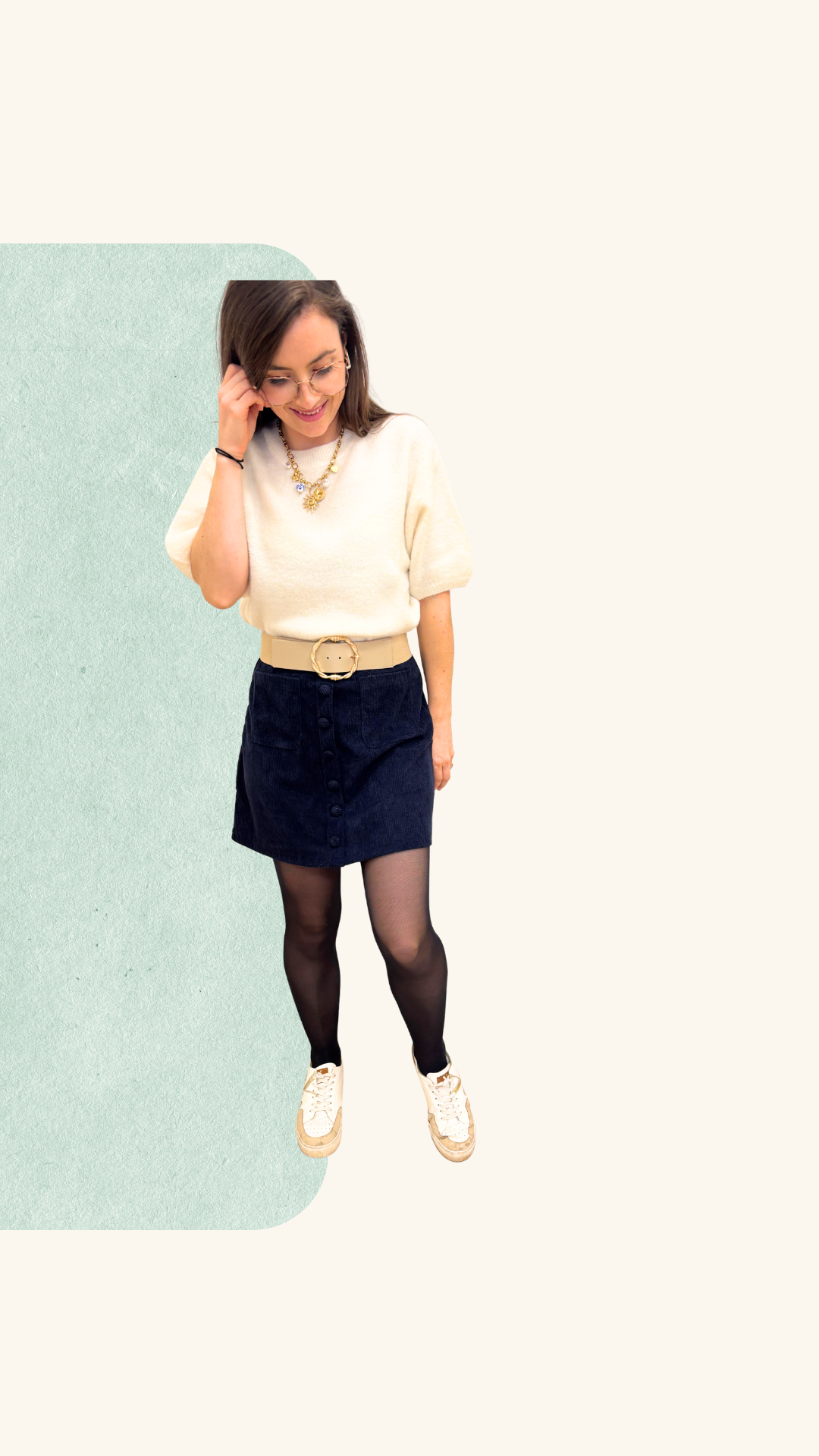 Jupe velours Manon marine