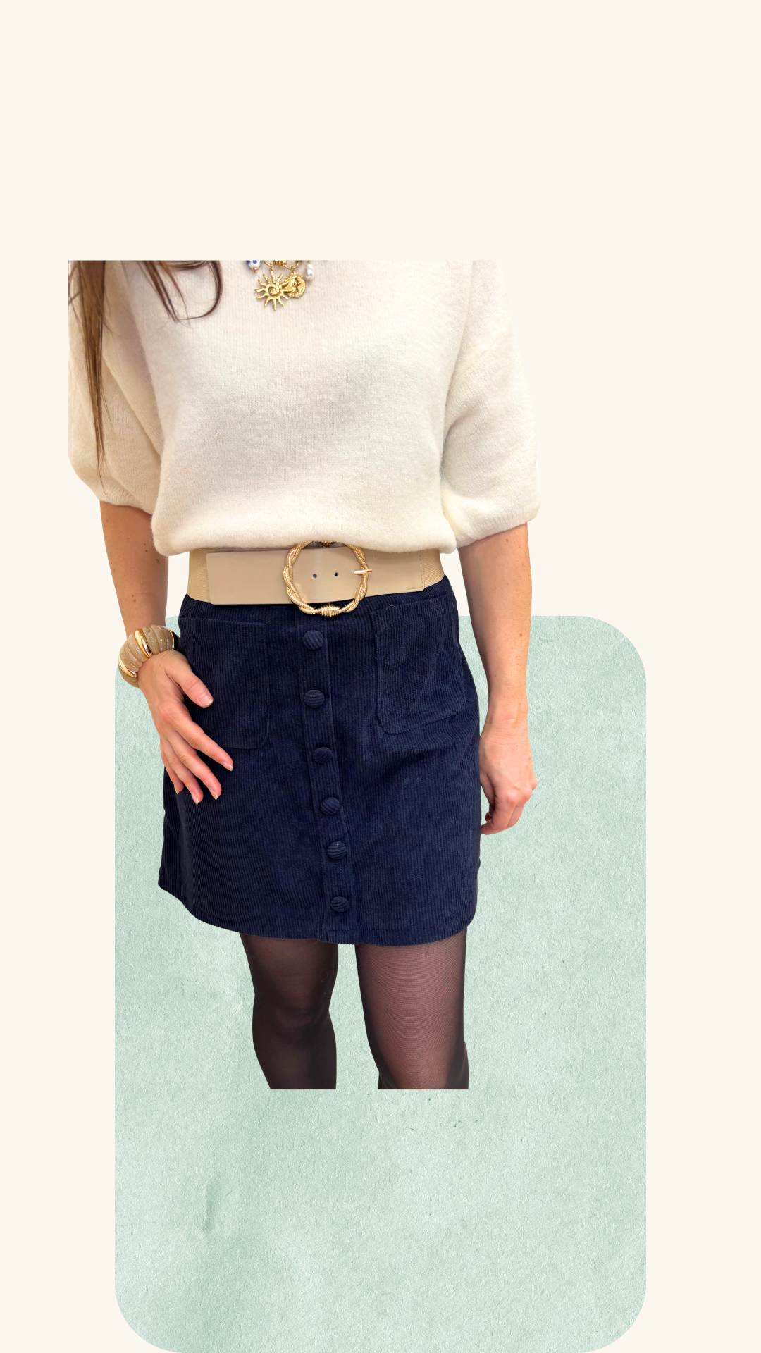 Jupe velours Manon marine