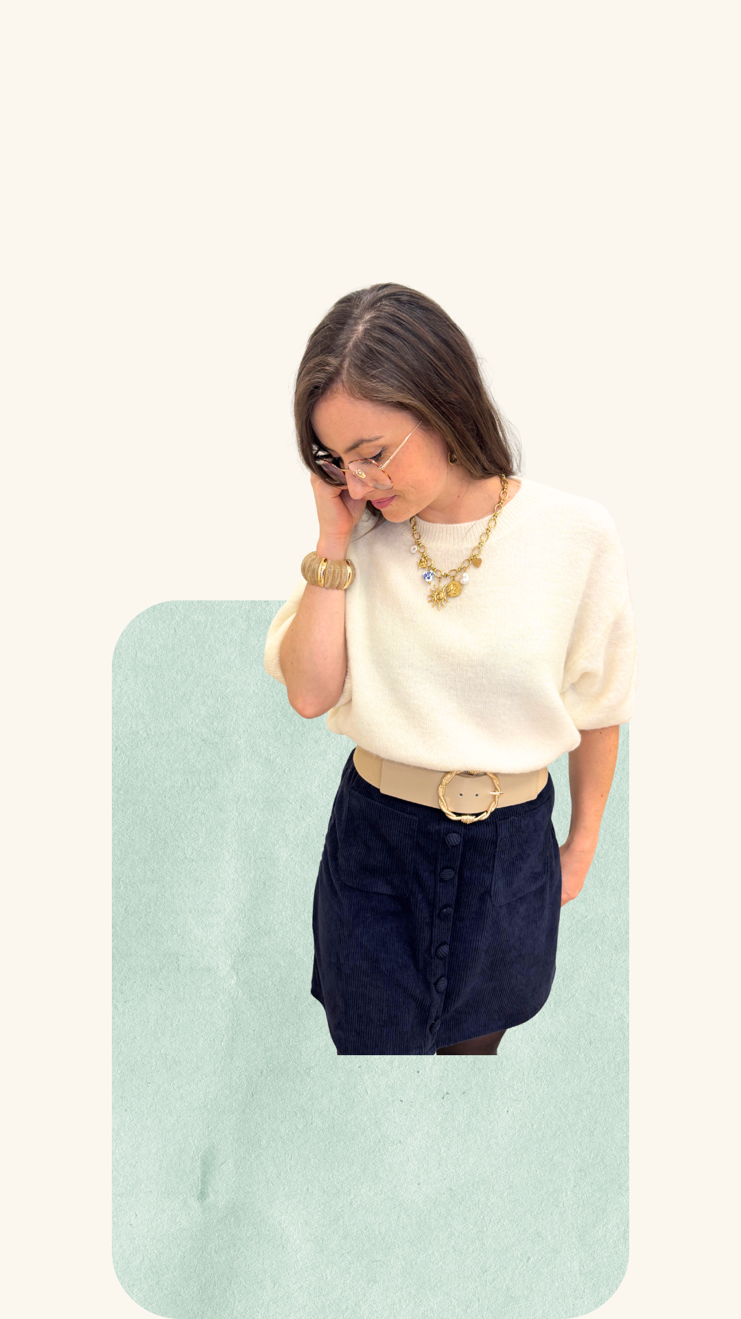 Jupe velours Manon marine