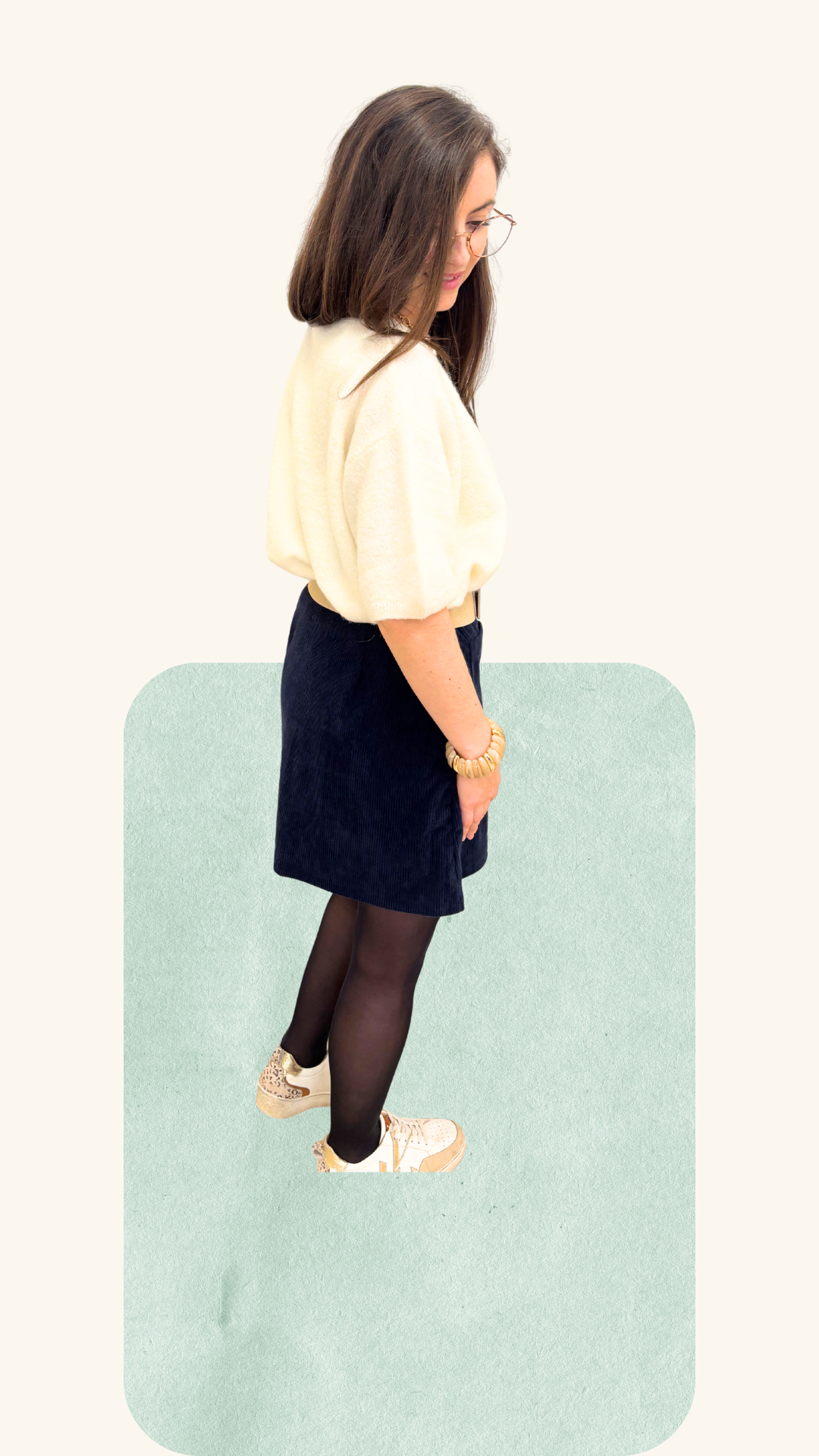 Jupe velours Manon marine