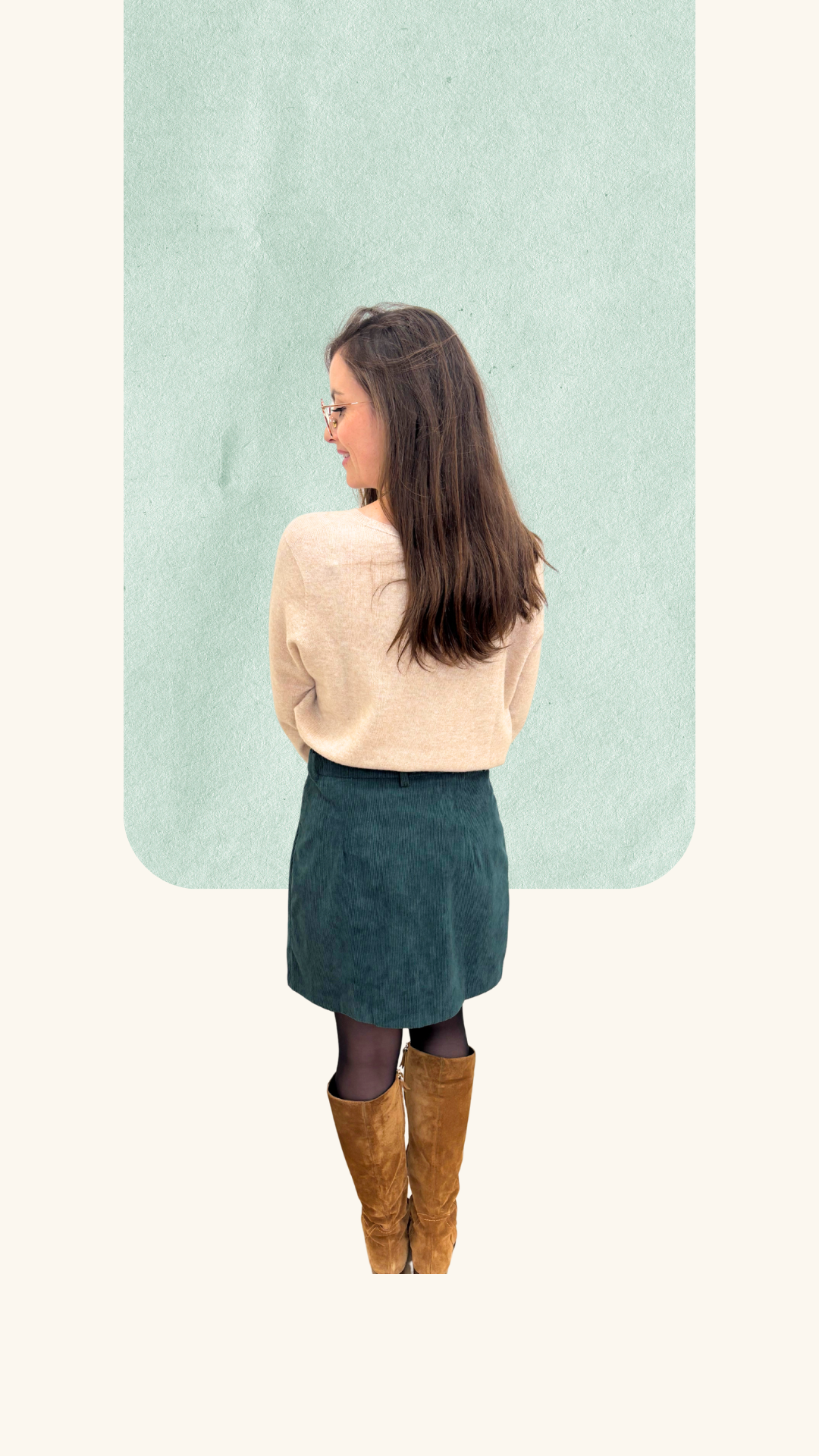 Jupe velours Lucie verte