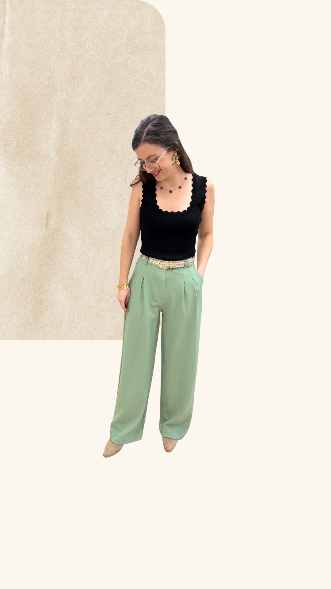 Pantalon tailleur Noah vert