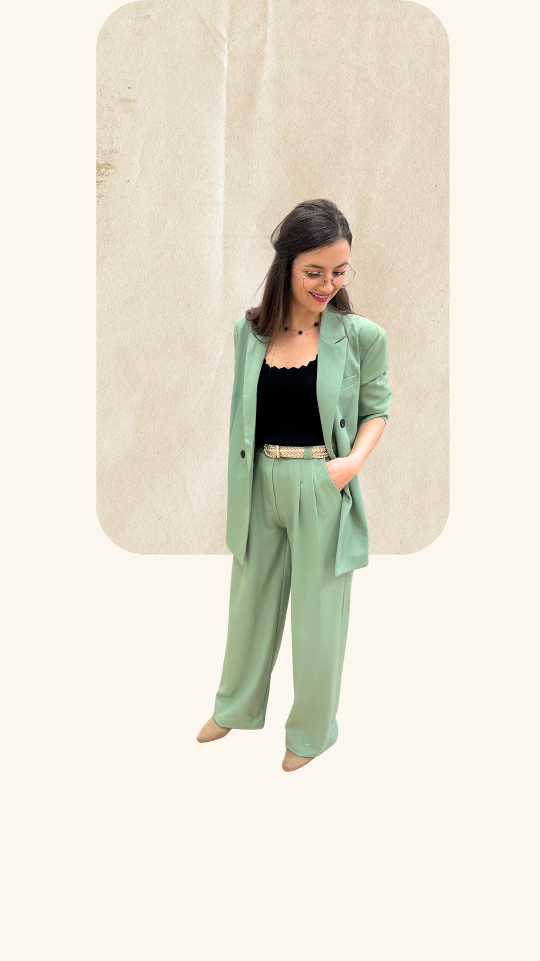 Pantalon tailleur Noah vert