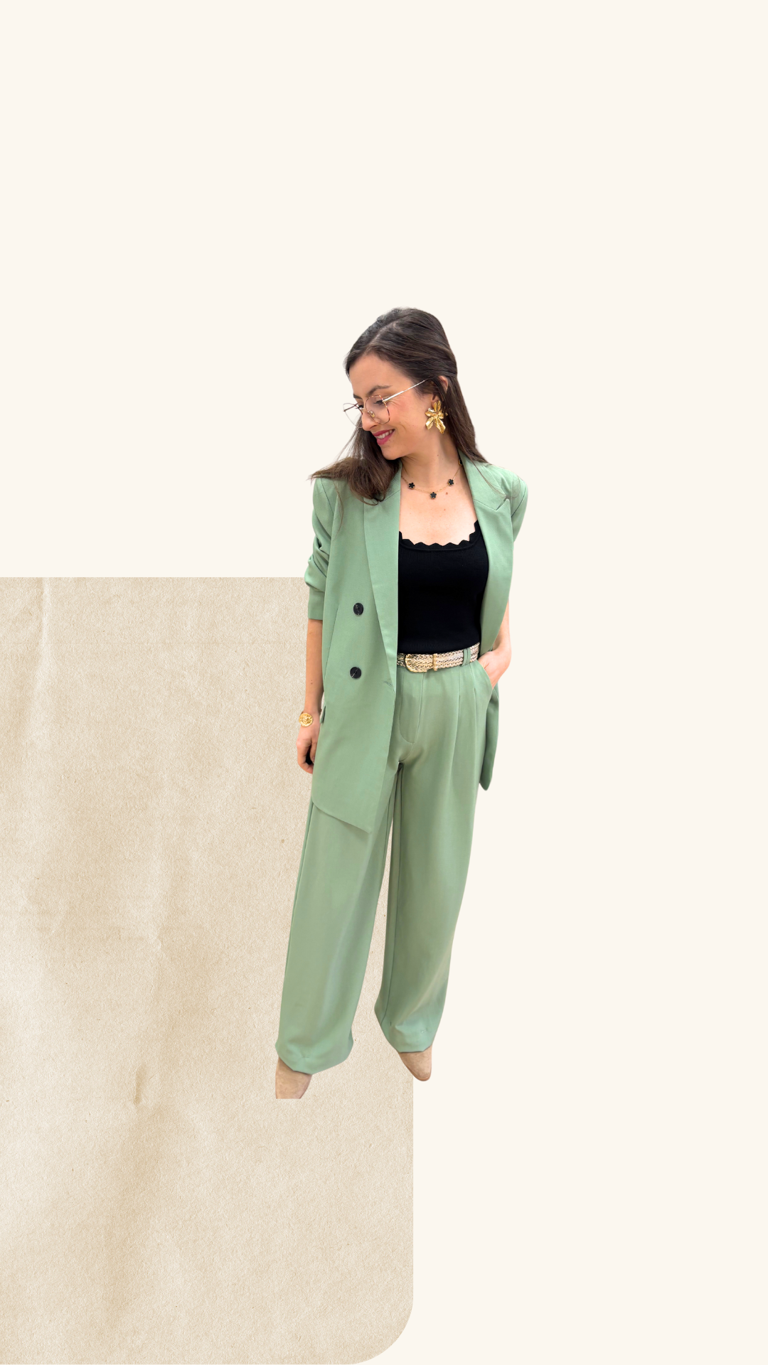 Pantalon tailleur Noah vert