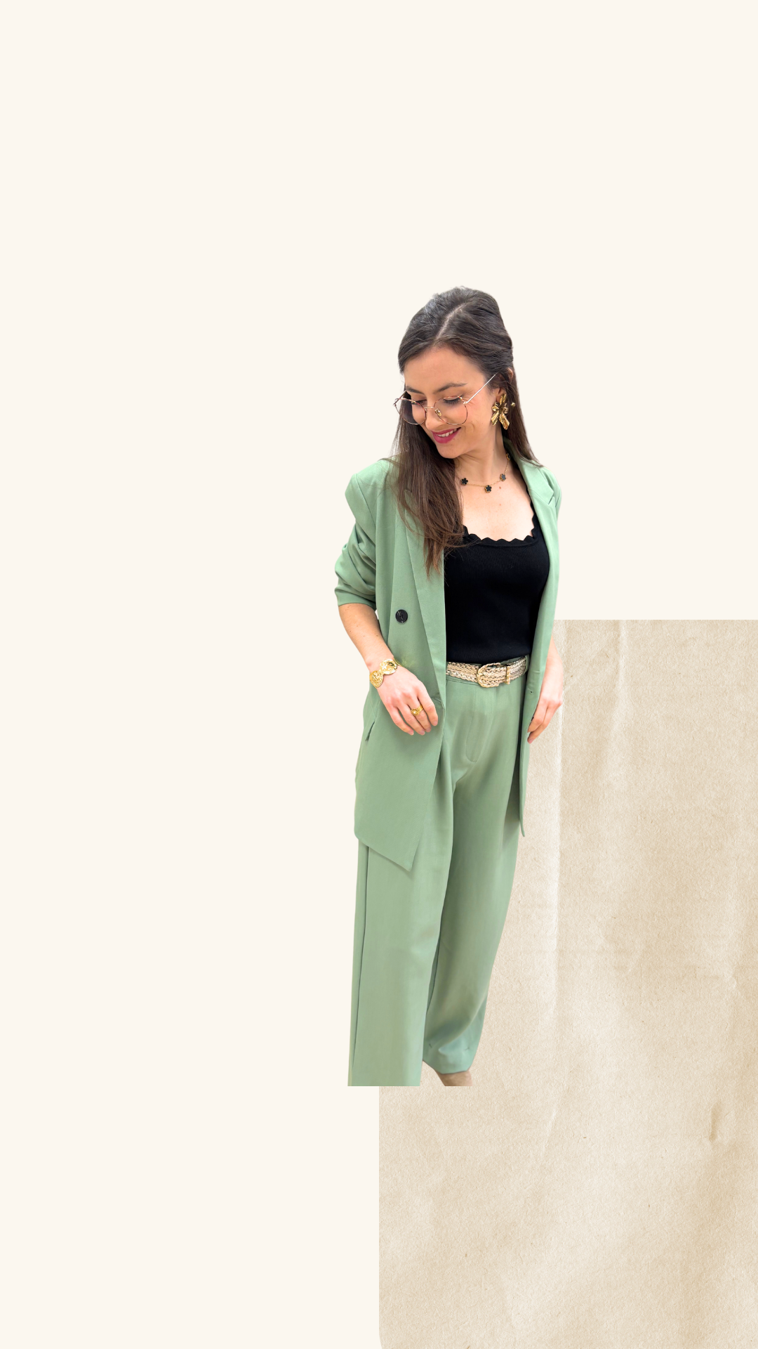 Pantalon tailleur Noah vert