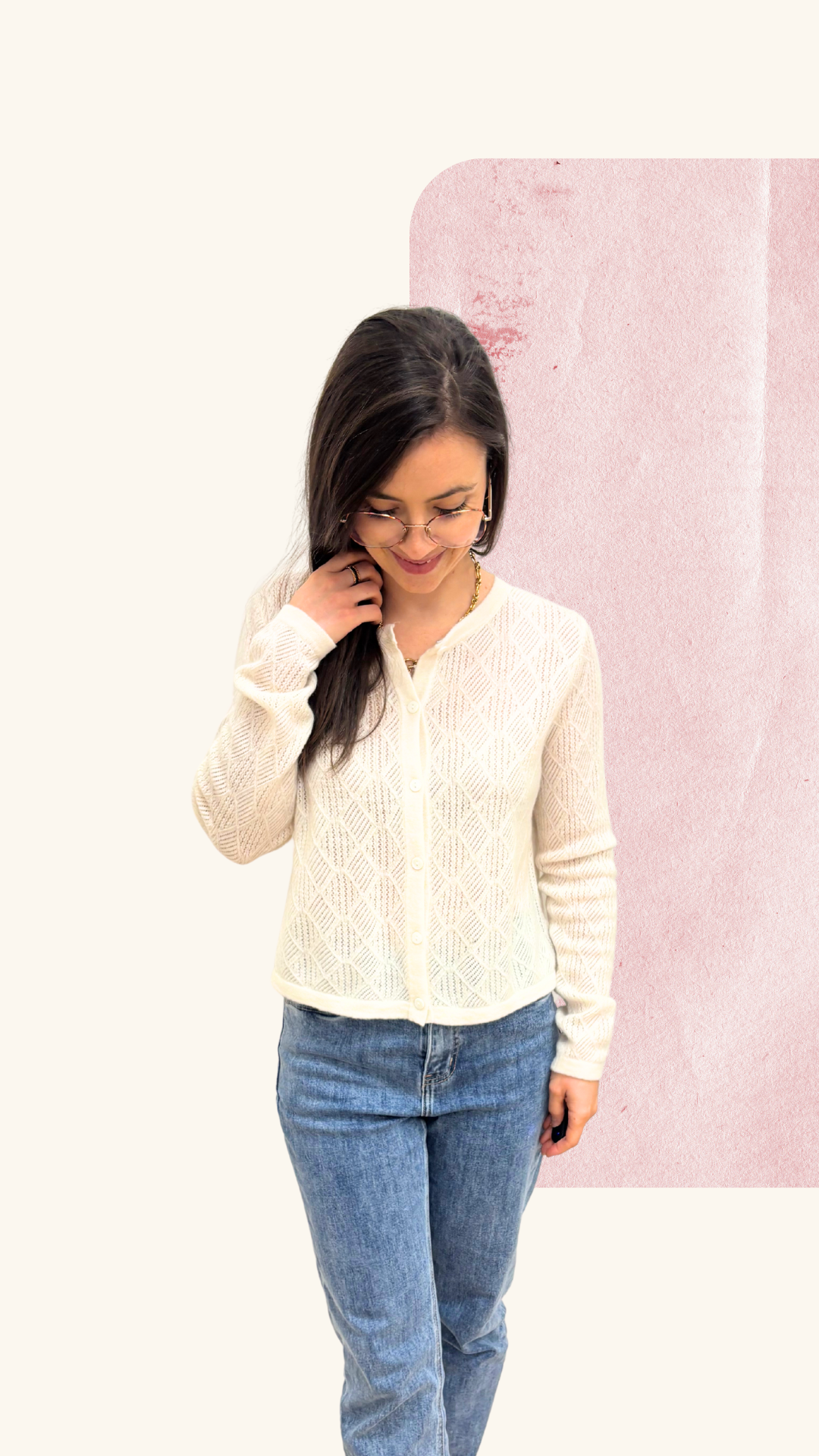 Gilet Amandine blanc 100% laine