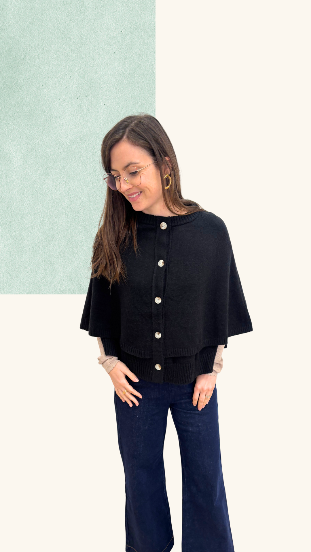 Cape Léonie noire laine