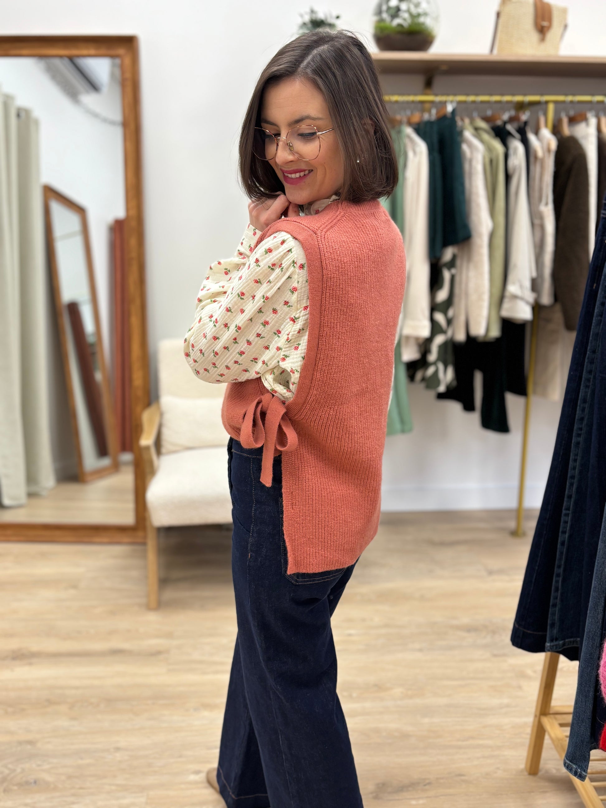 Pull sans manches Ondine rose