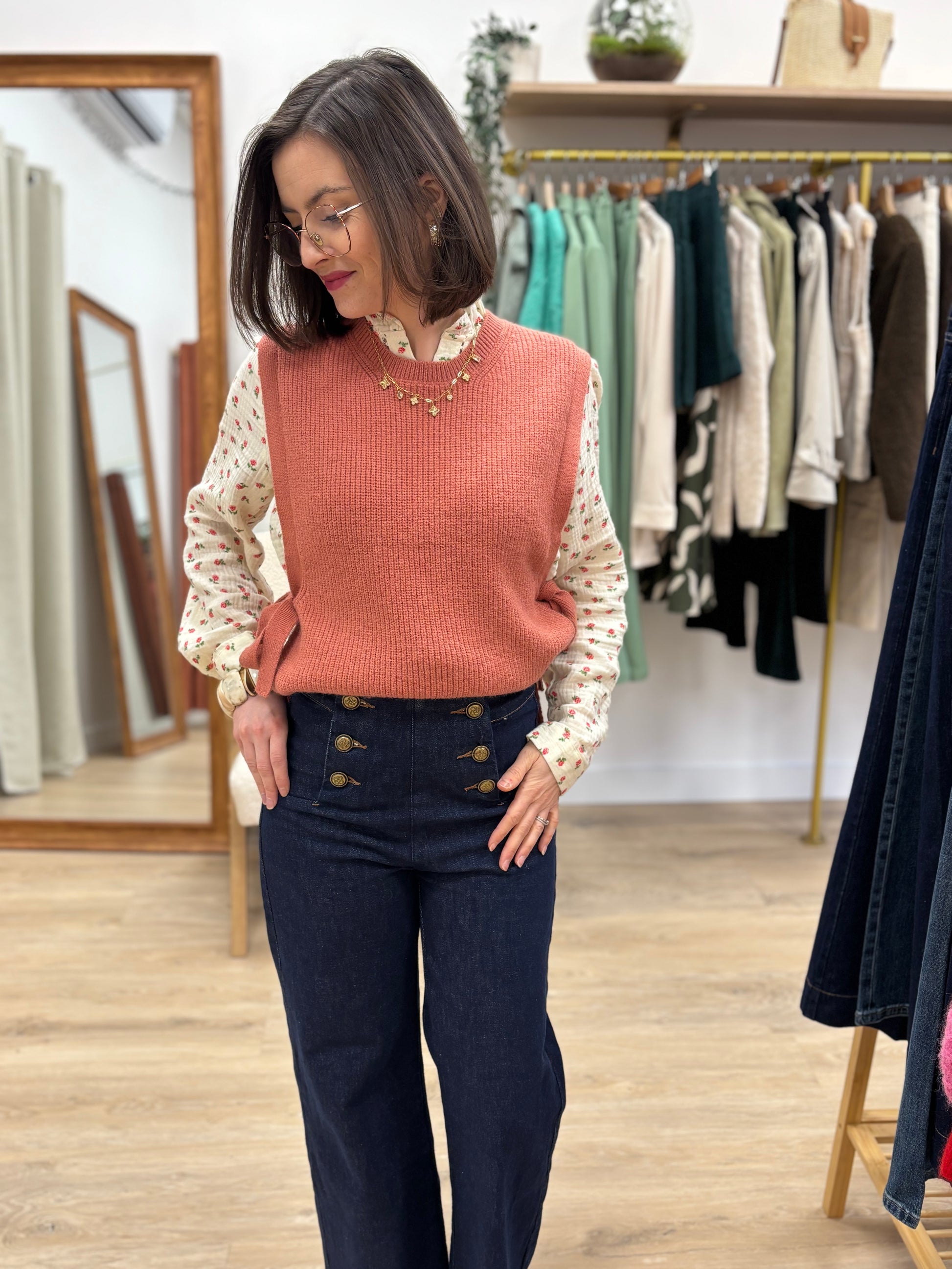 Pull sans manches Ondine rose