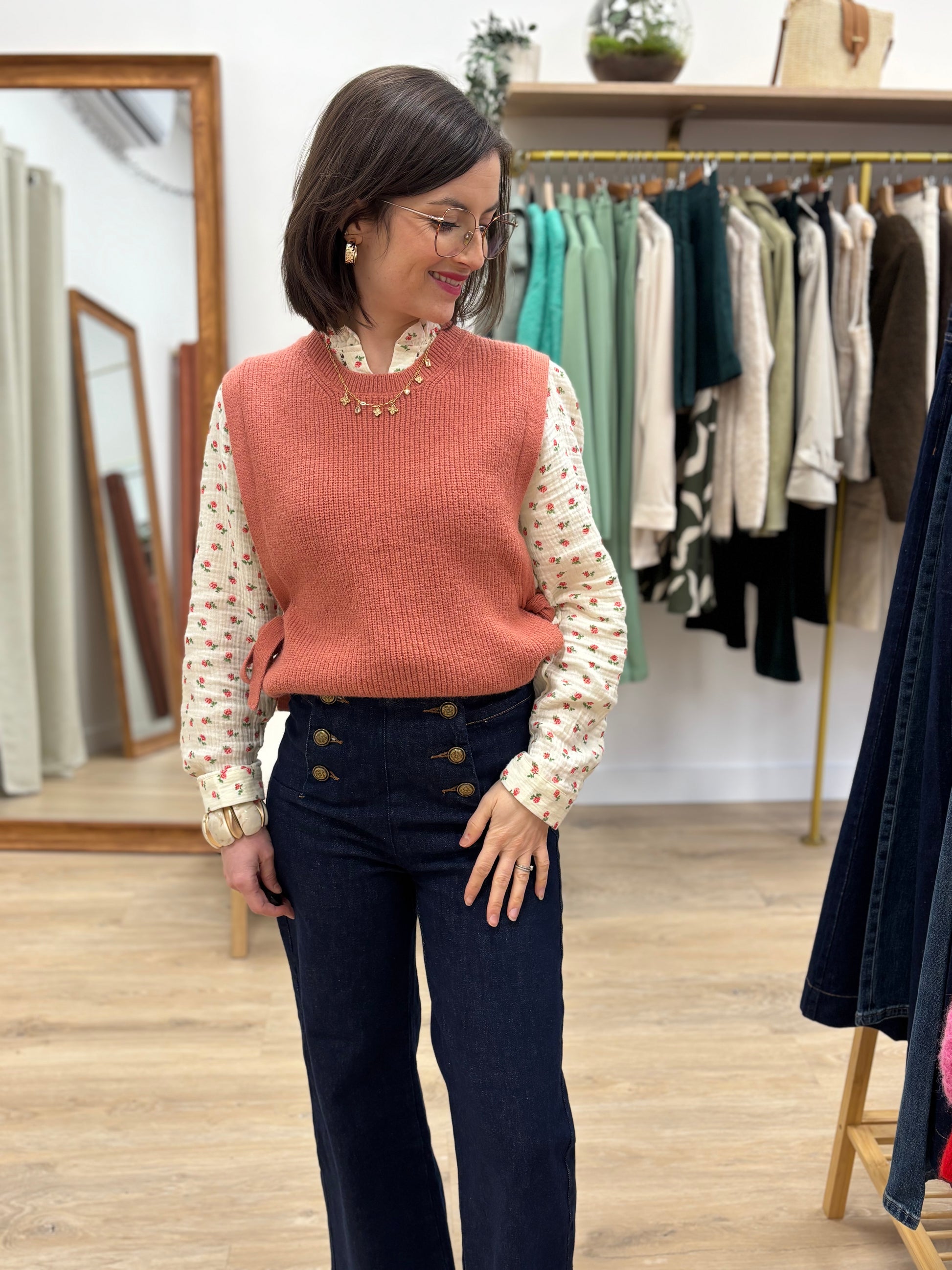 Pull sans manches Ondine rose