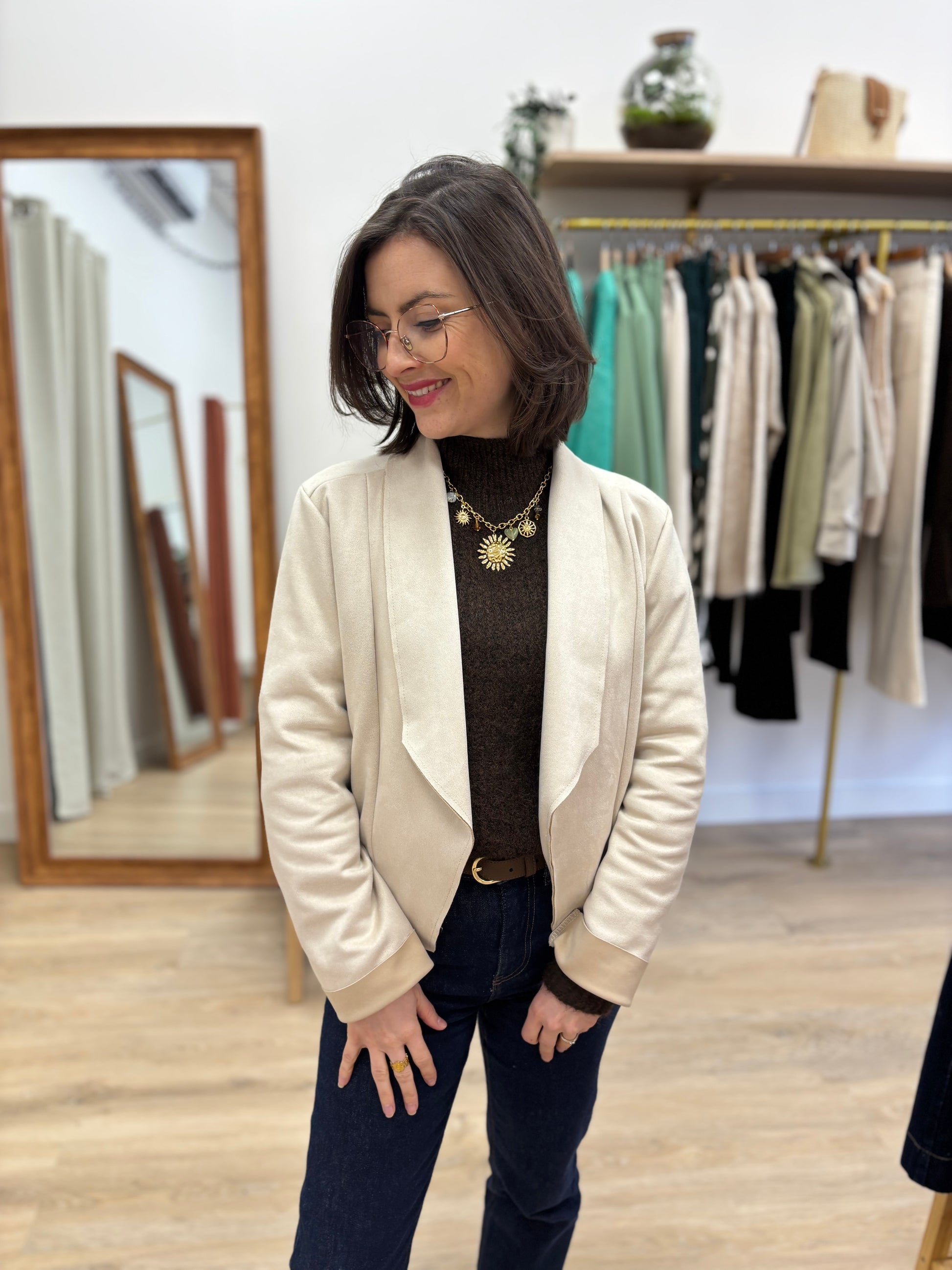 Veste Charlène en suédine beige