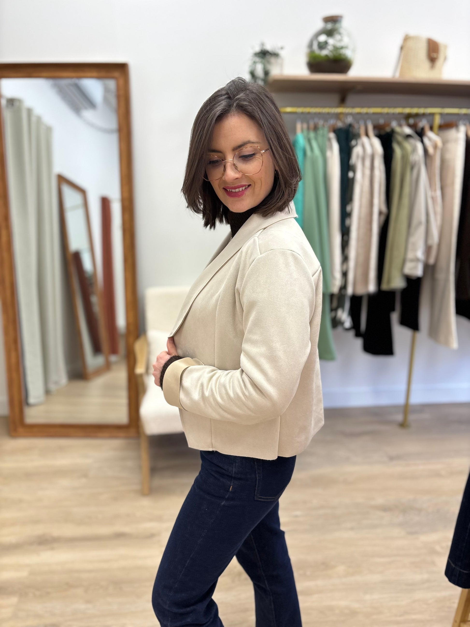 Veste Charlène en suédine beige