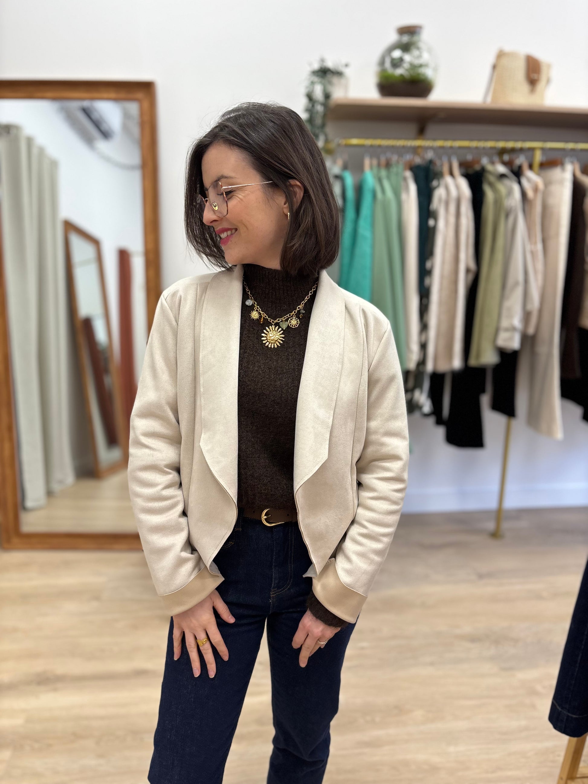 Veste Charlène en suédine beige