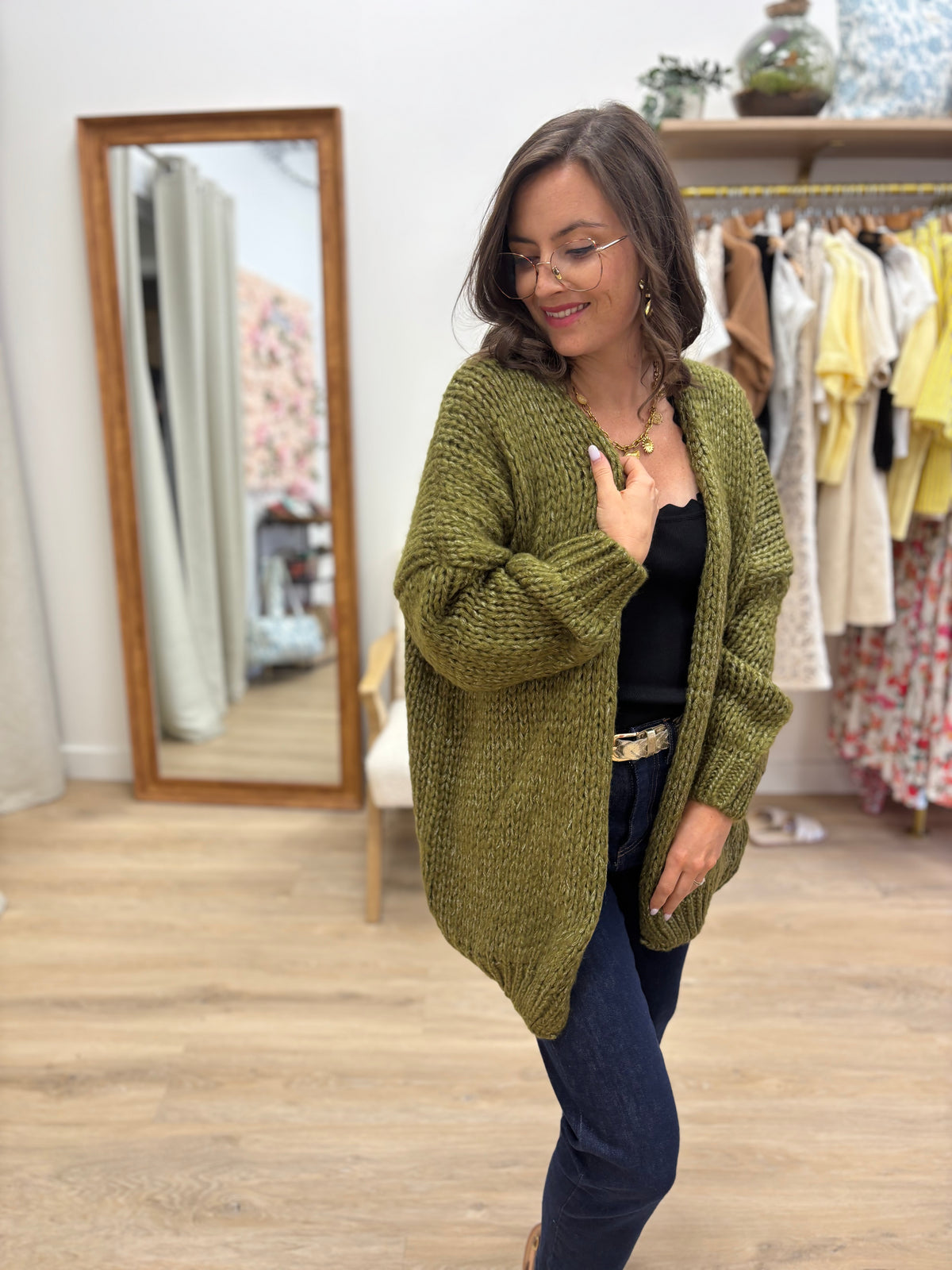Gilet Laure vert olive