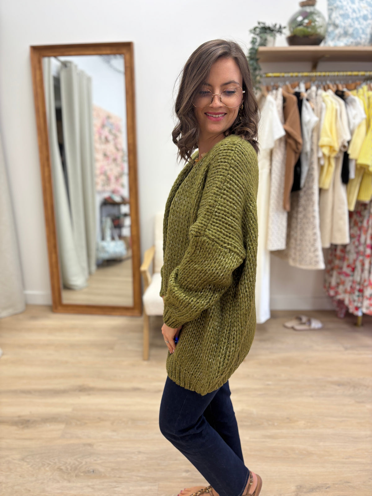 Gilet Laure vert olive