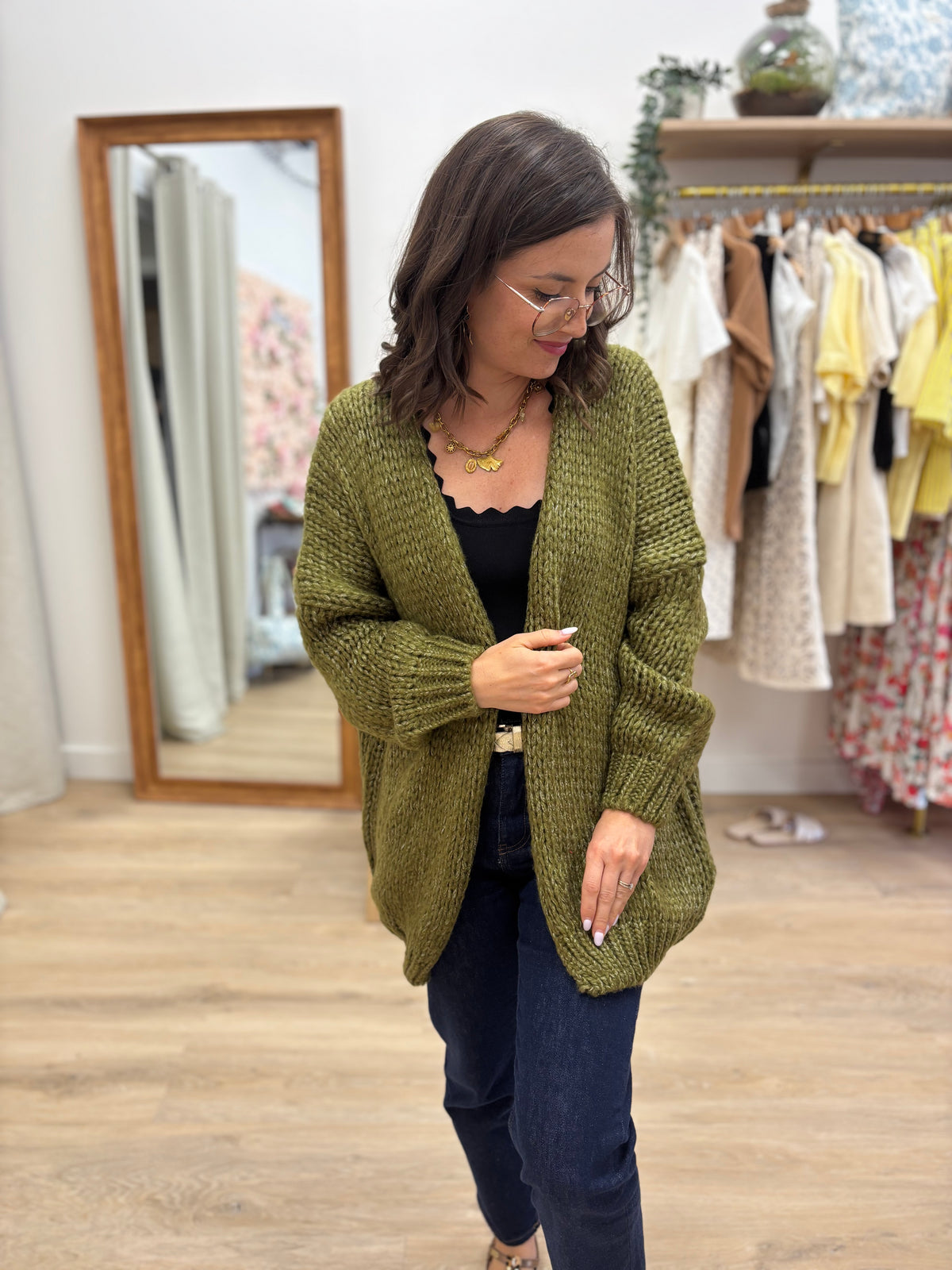 Gilet Laure vert olive