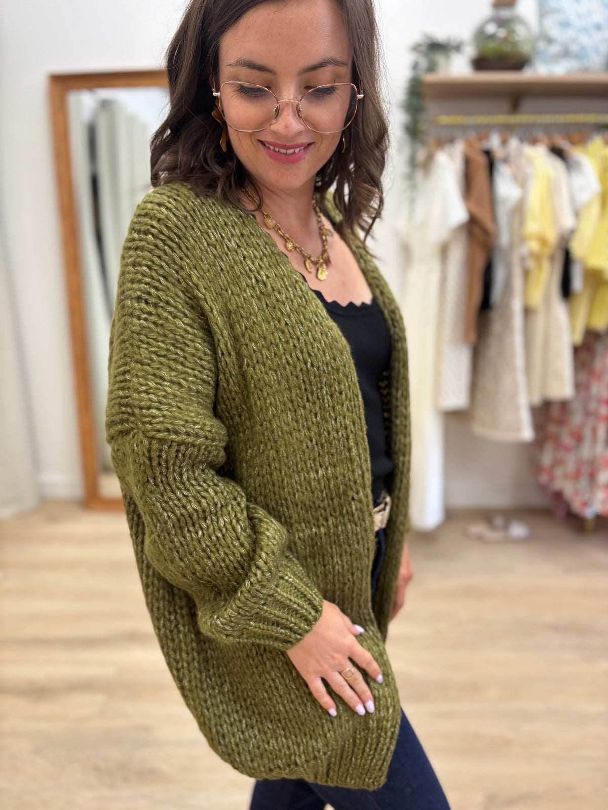 Gilet Laure vert olive