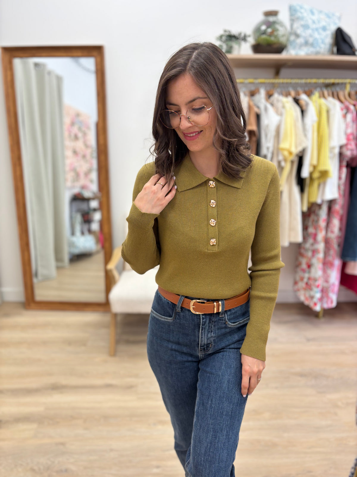 Top Ilana vert olive