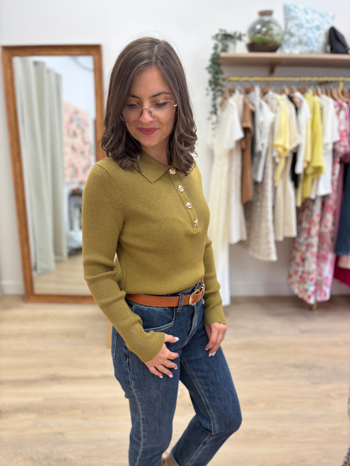 Top Ilana vert olive