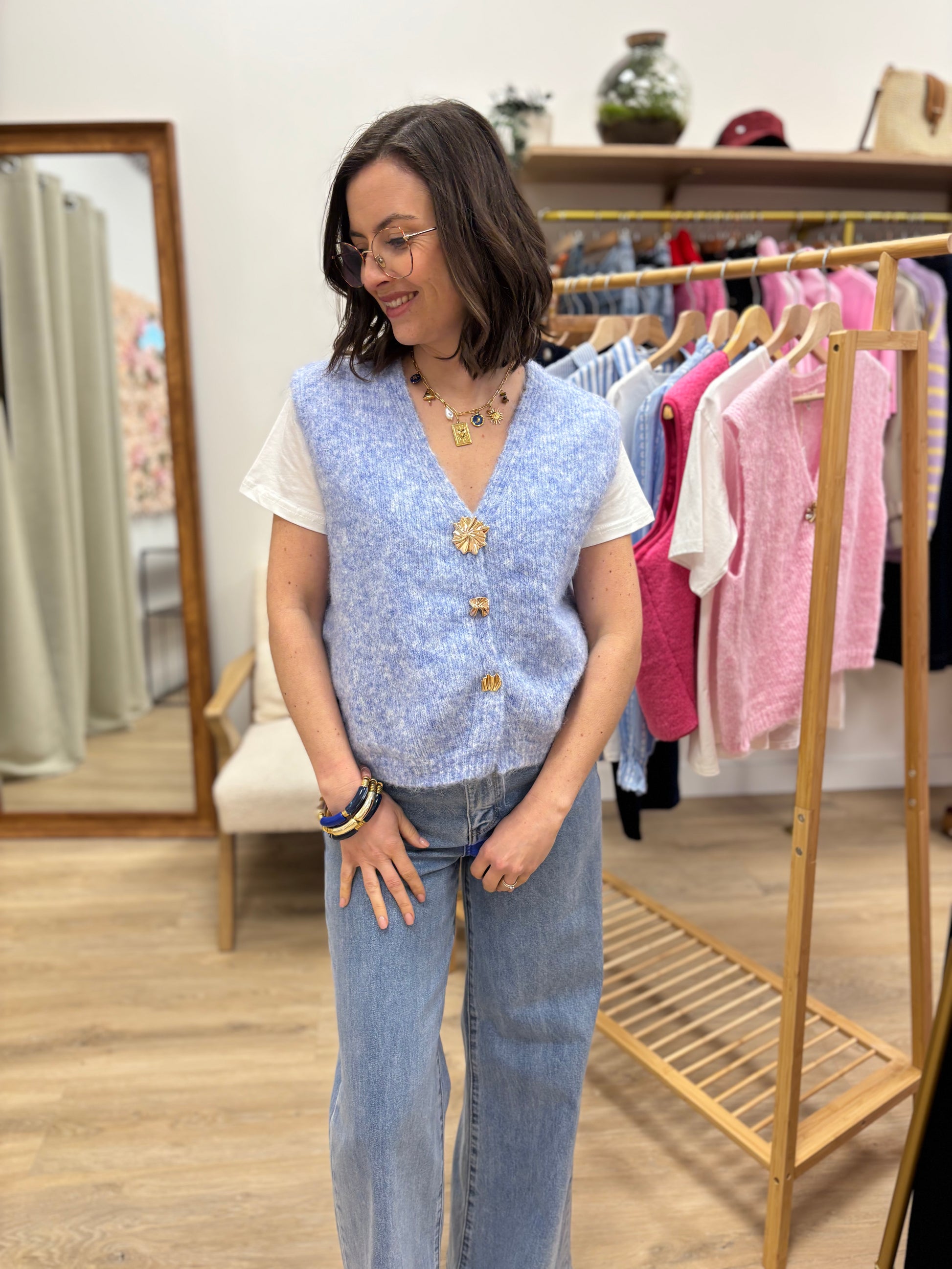 Gilet sans manches Amélie bleu