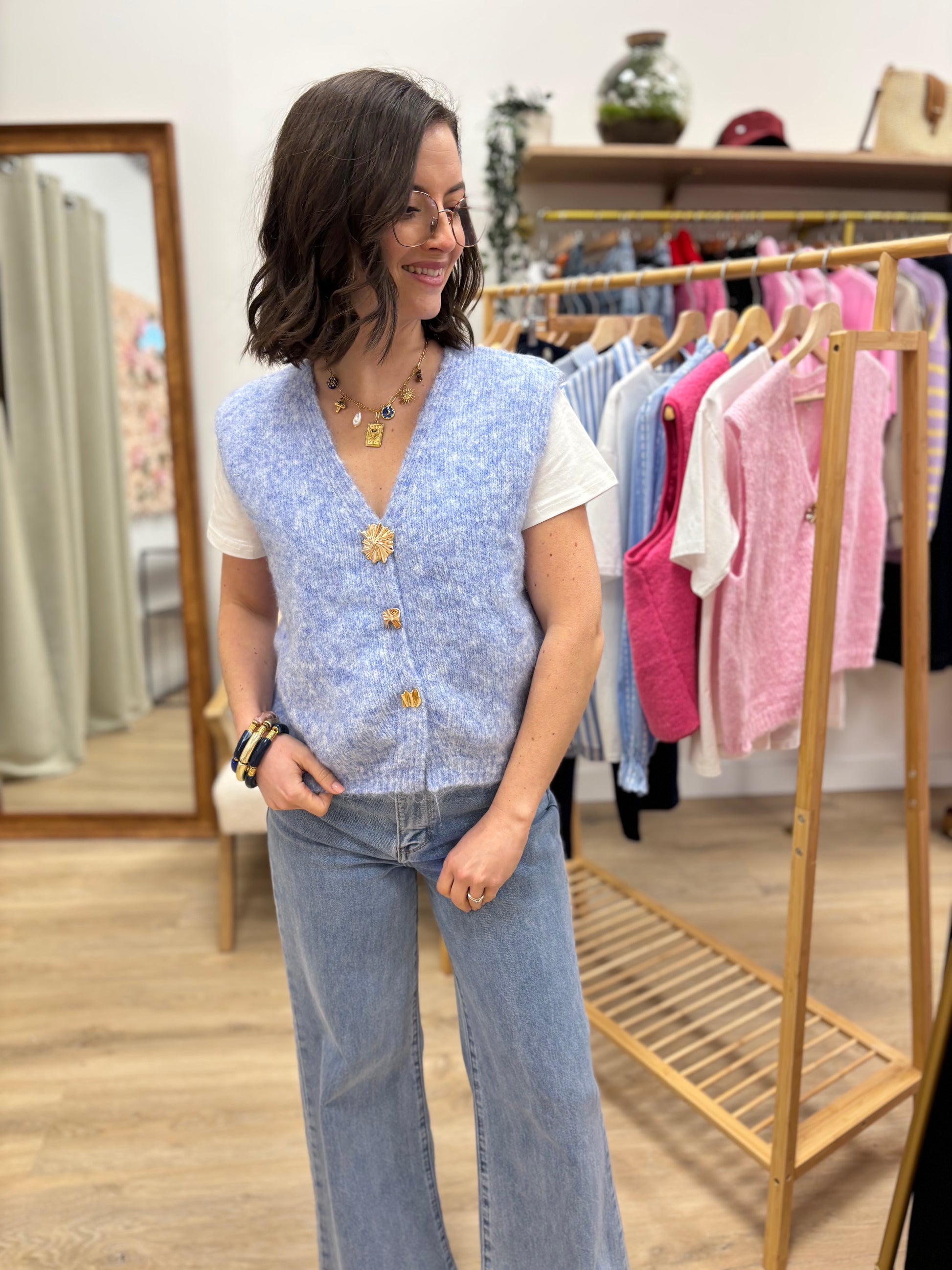 Gilet sans manches Amélie bleu