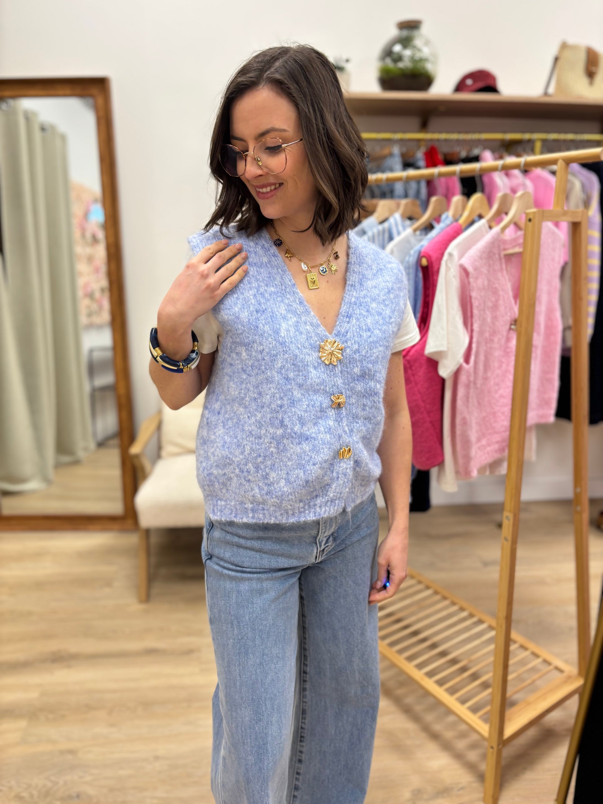 Gilet sans manches Amélie bleu