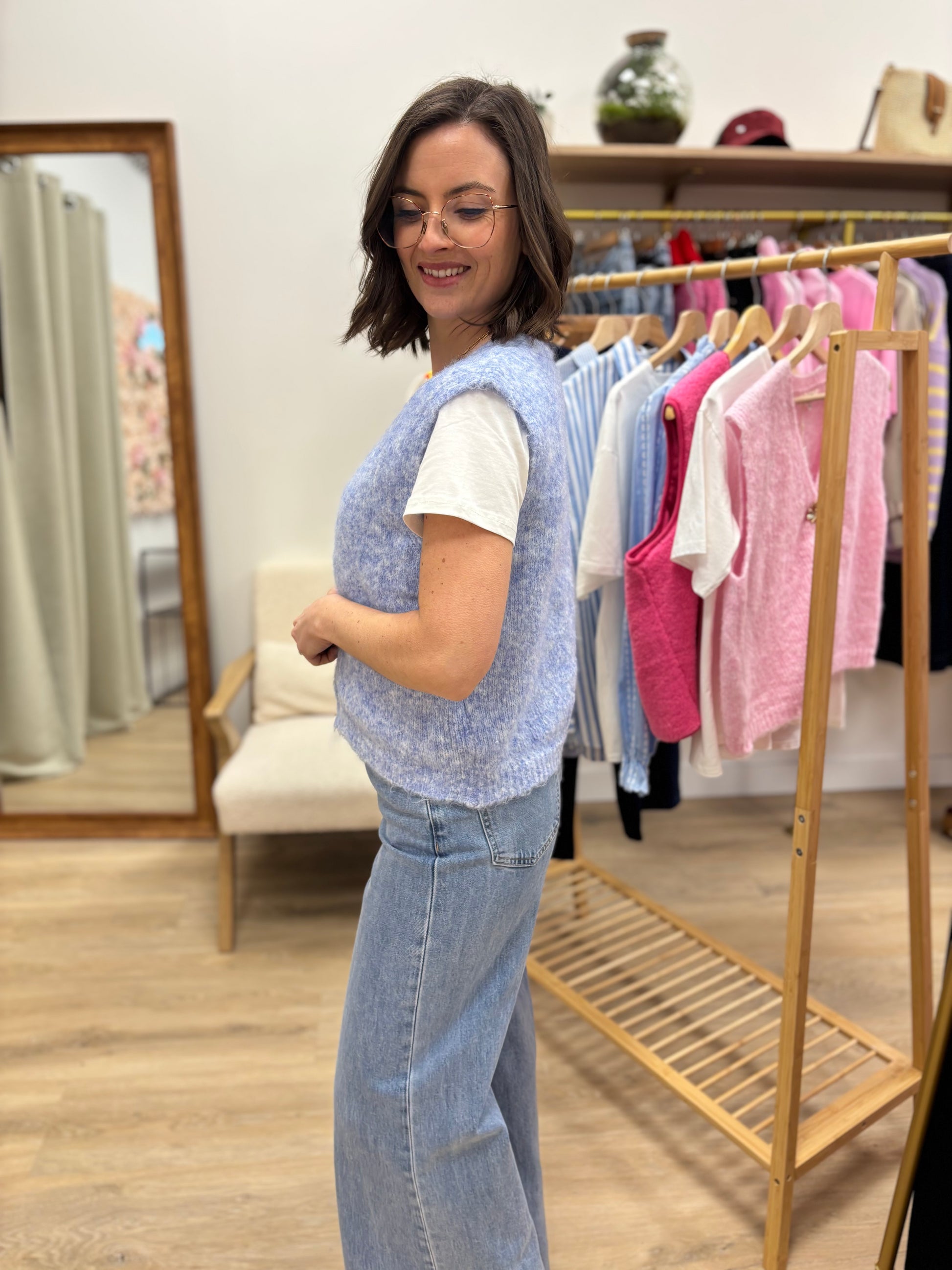 Gilet sans manches Amélie bleu