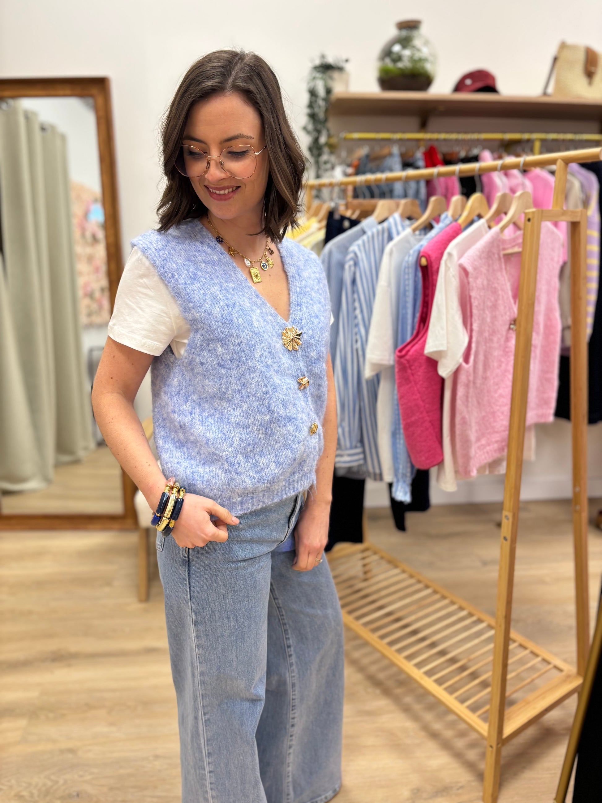 Gilet sans manches Amélie bleu