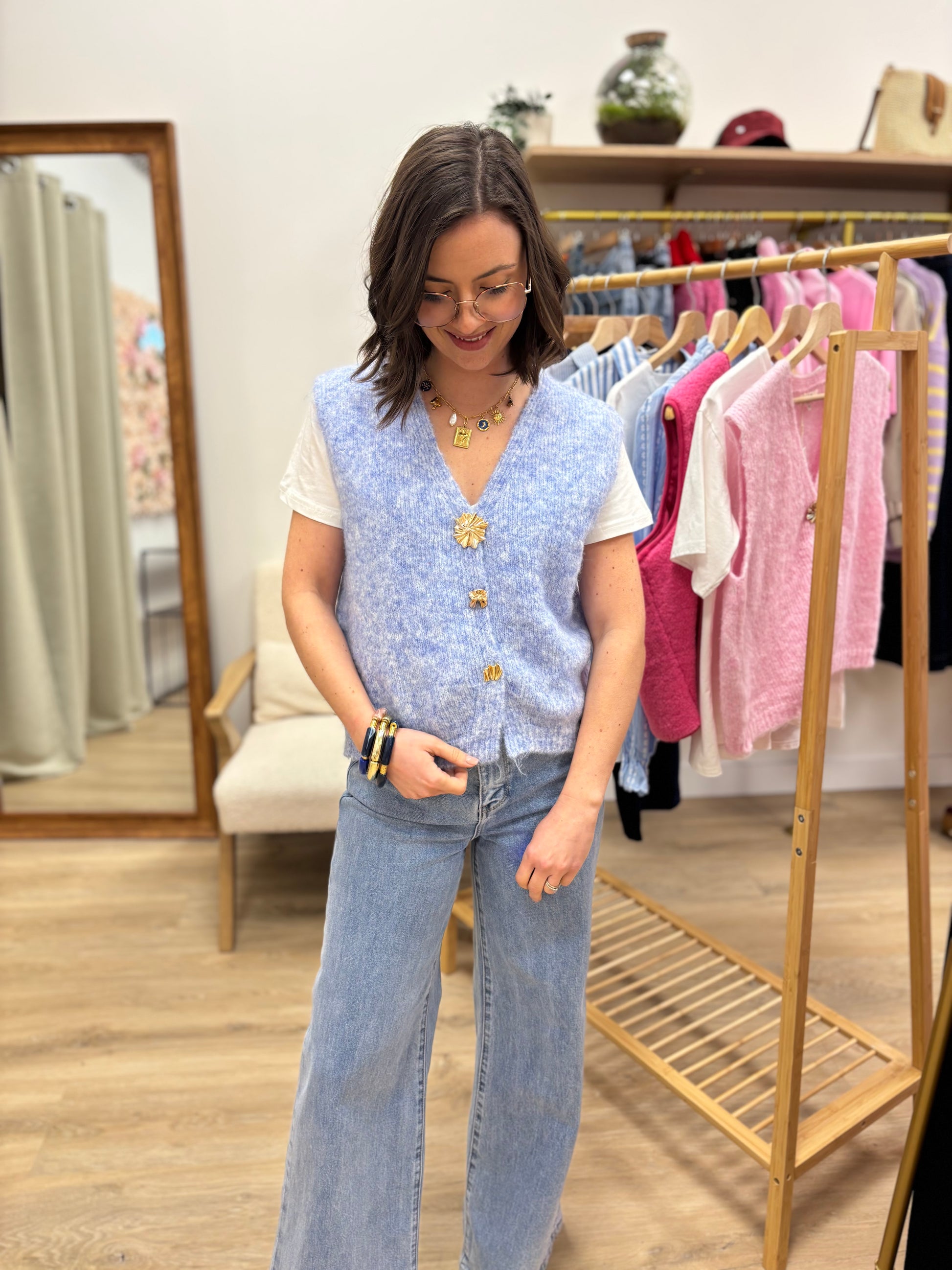 Gilet sans manches Amélie bleu