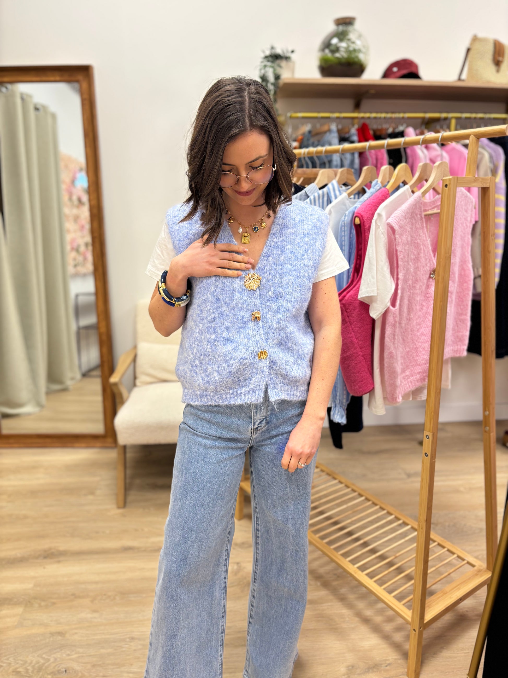 Gilet sans manches Amélie bleu