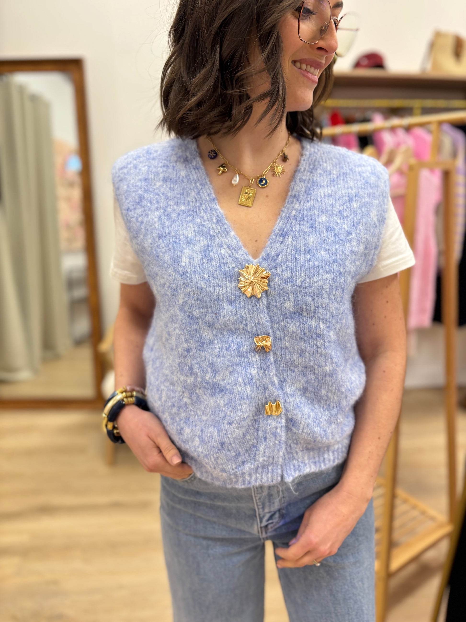 Gilet sans manches Amélie bleu