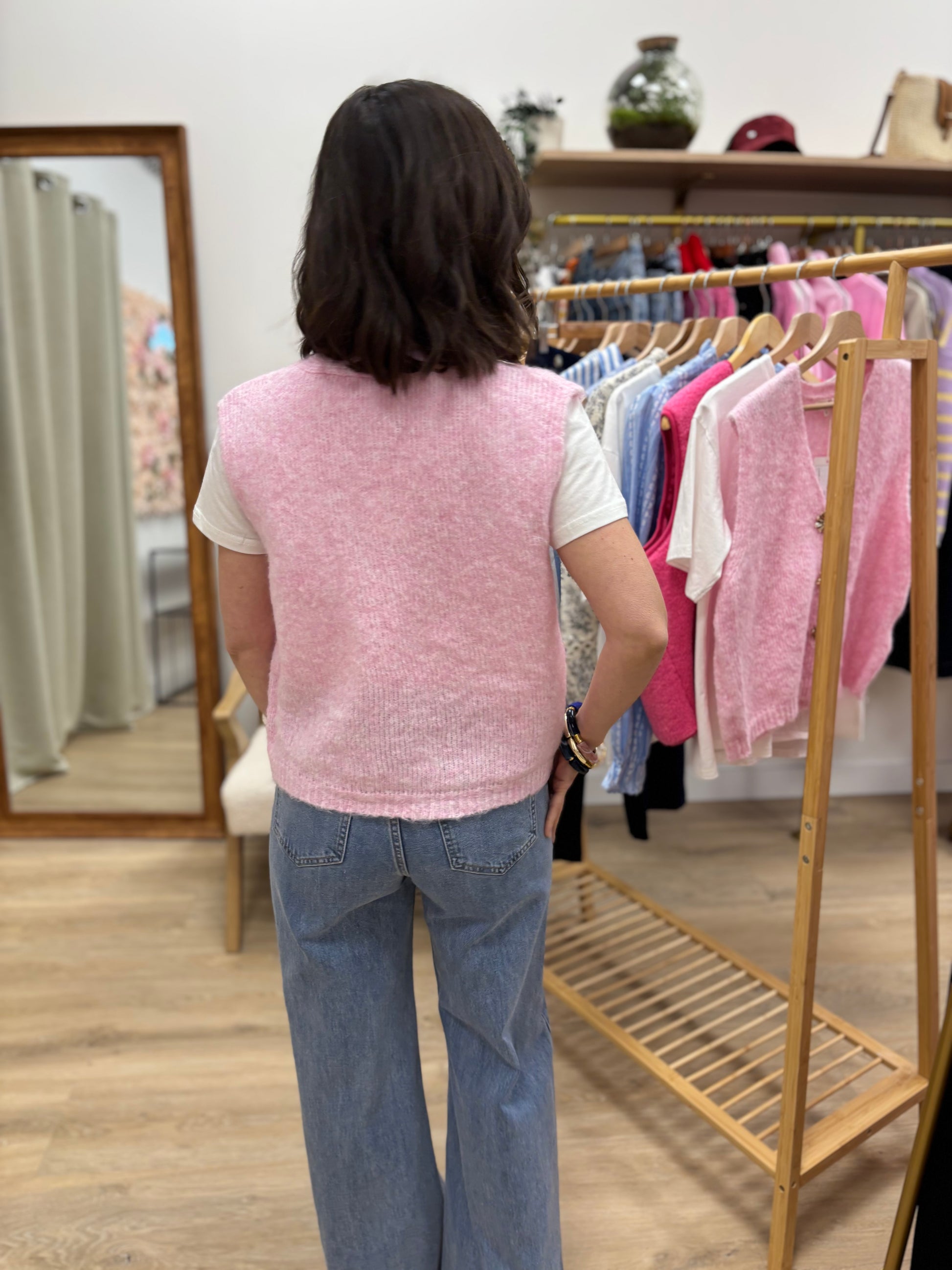 Gilet sans manches Amélie rose