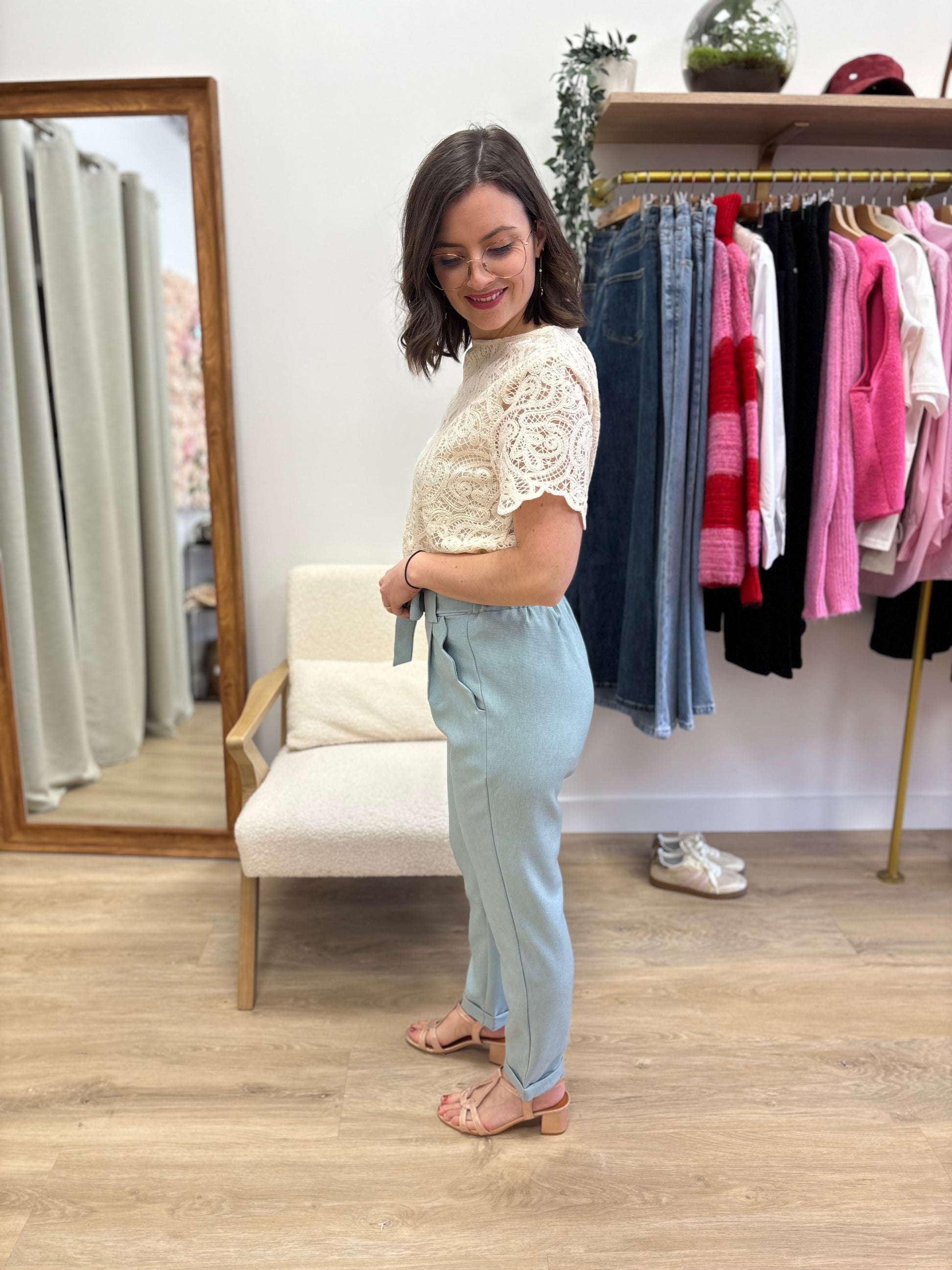 Pantalon Gabriel bleu ciel
