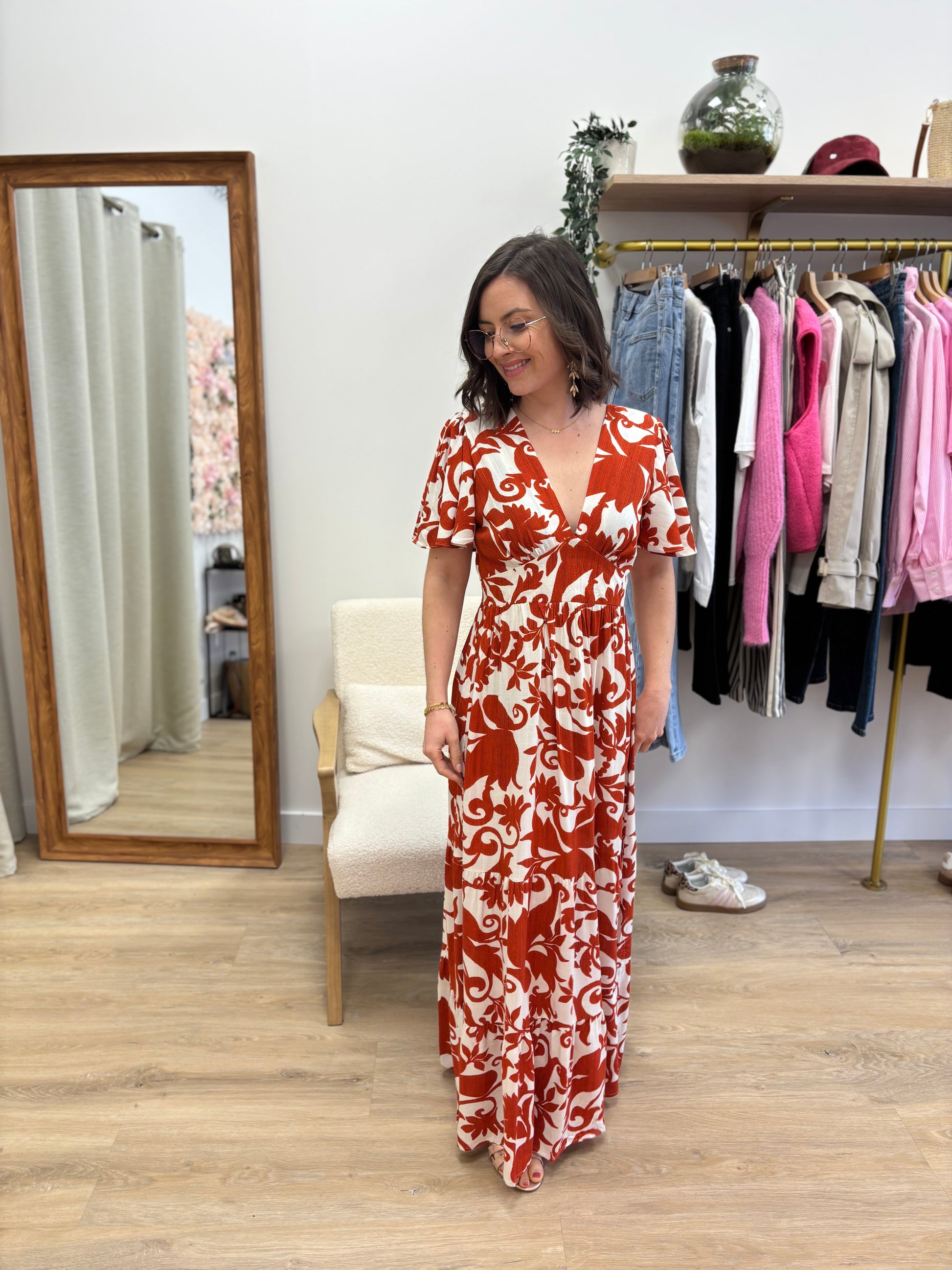 Robe longue Céline terracotta